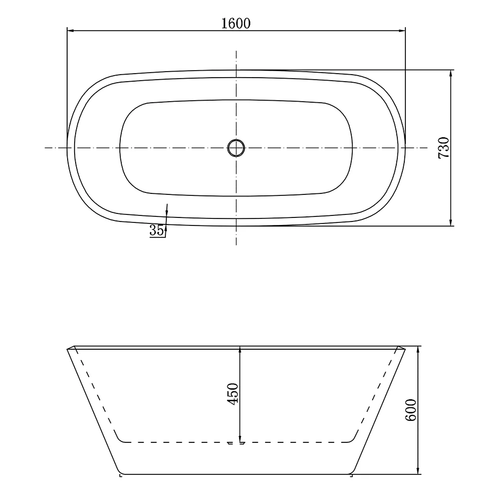 SKY 1600x730mm Freestanding Bathroom Bath Shower Bathtub - Image 3