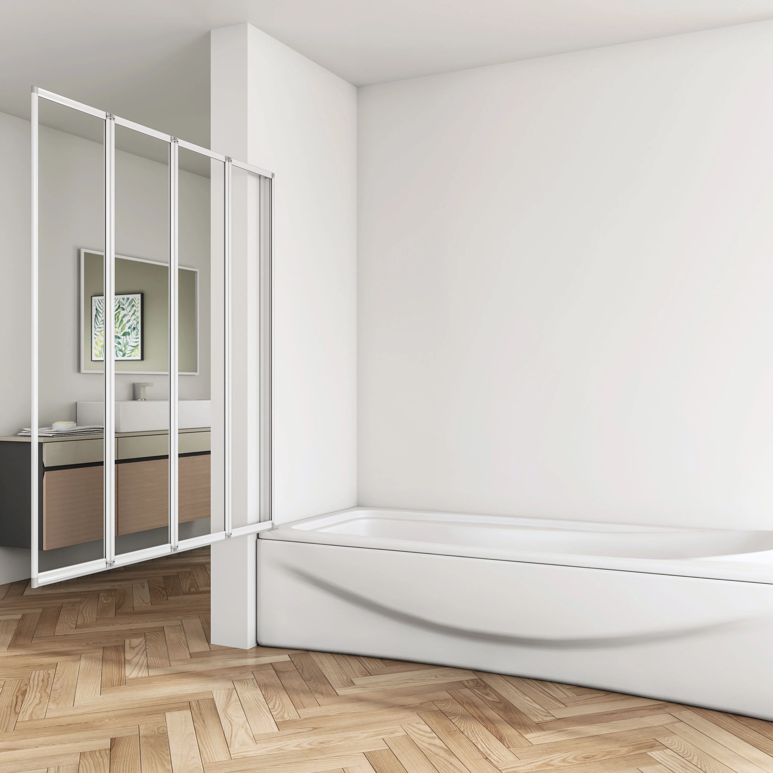 4 Fold Bath Shower Screen Shower Door Panel 800x1400mm Tempered Clear Glass - Image 5
