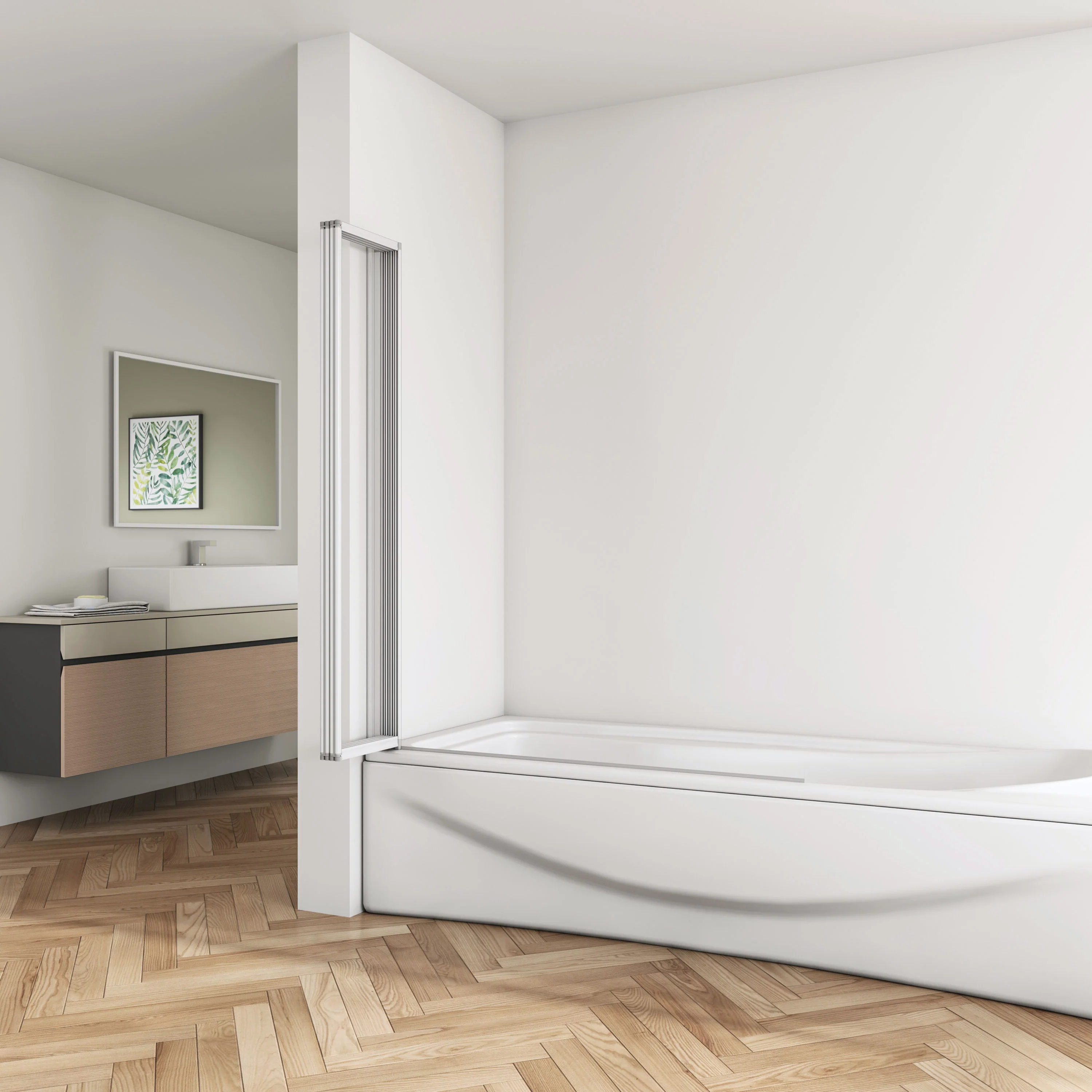 4 Fold Bath Shower Screen Shower Door Panel 800x1400mm Tempered Clear Glass - Image 6