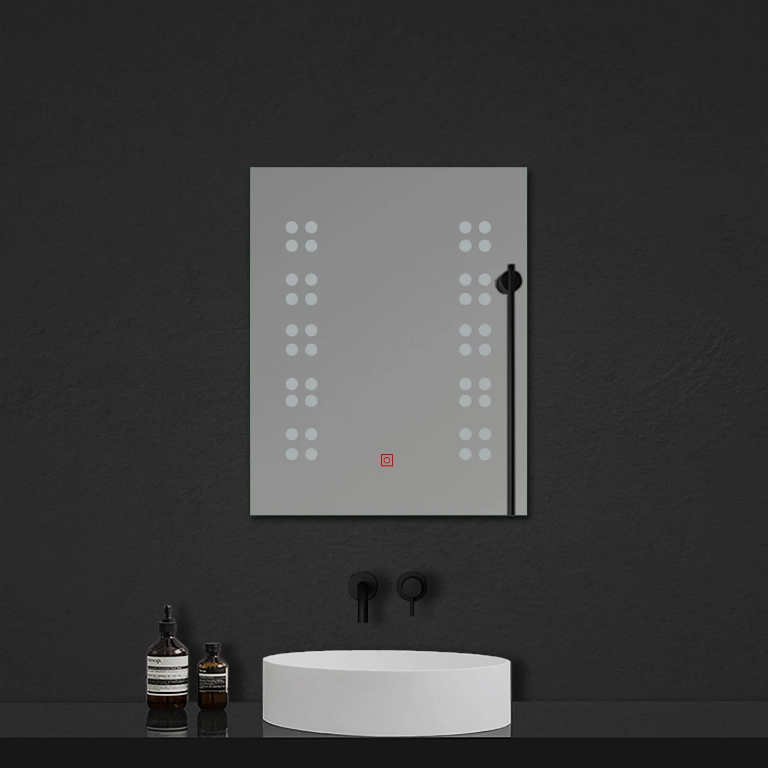 45x60cm Bathroom Mirror with LED Lights, Illuminated Mirror with Cool White Llight Touch Switch - Image 2