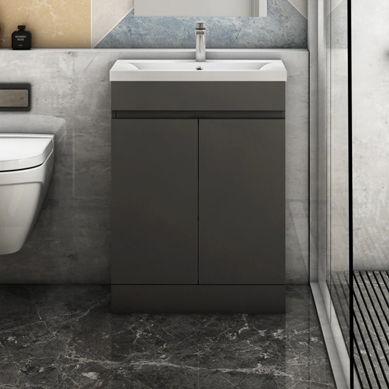 500mm 600mm Bathroom Vanity Unit with Basin, Freestanding Cabinet Sink, MDF Board, White or Grey - Image 4