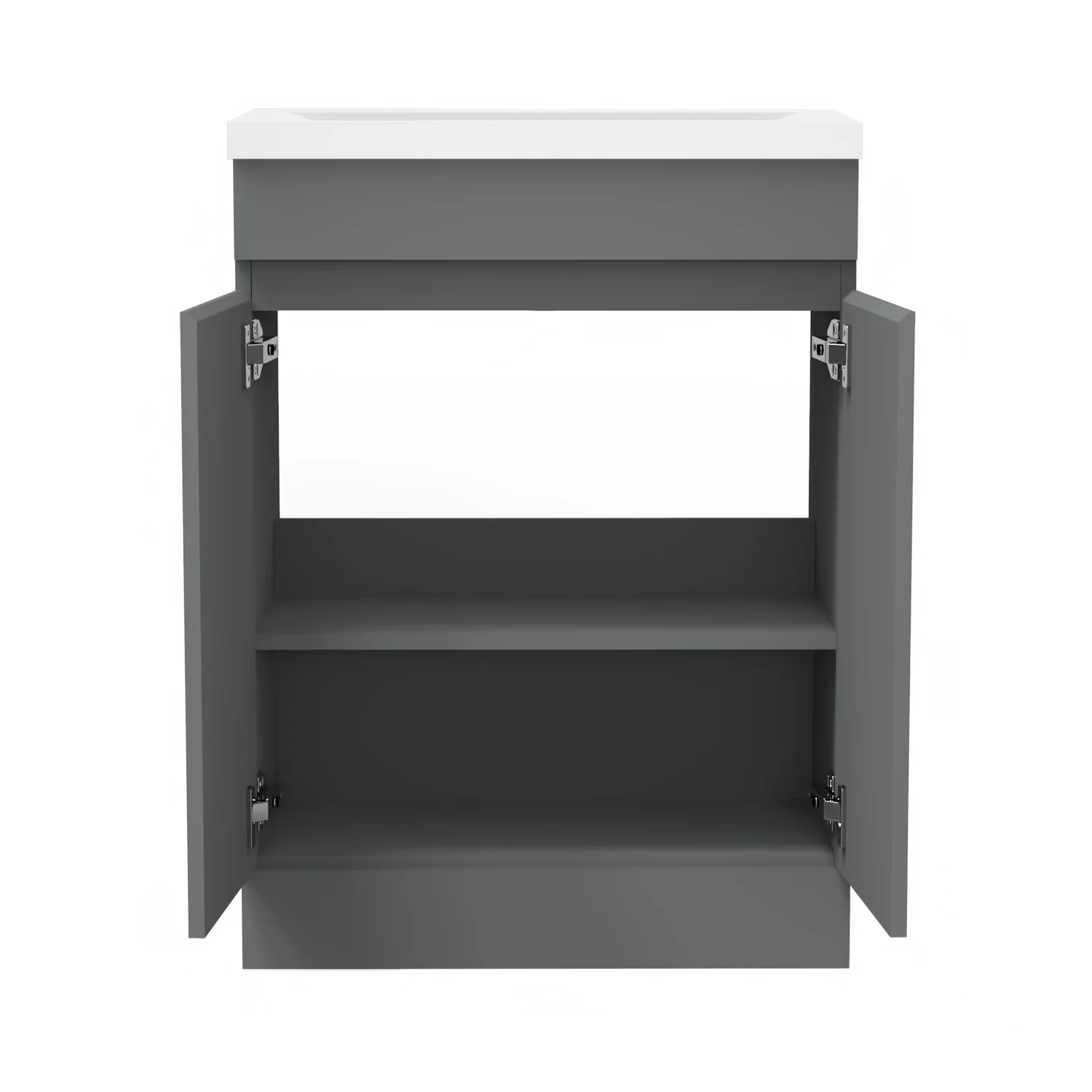 500mm 600mm Bathroom Vanity Unit with Basin, Freestanding Cabinet Sink, MDF Board, White or Grey - Image 5