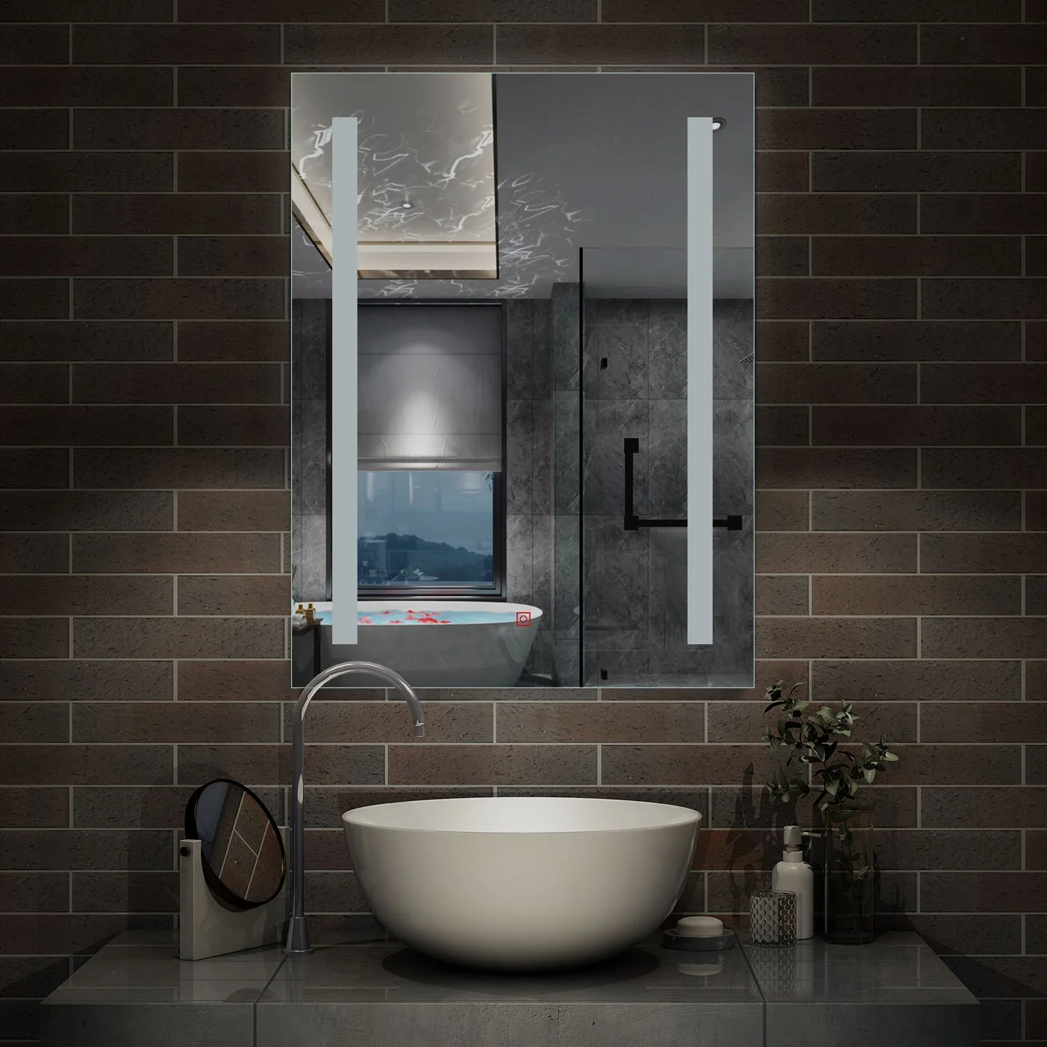 60x80cm Illuminated Bathroom Mirror with LED Lights, Single Touch Switch, Demister Pad, Wall Mounted - Image 2