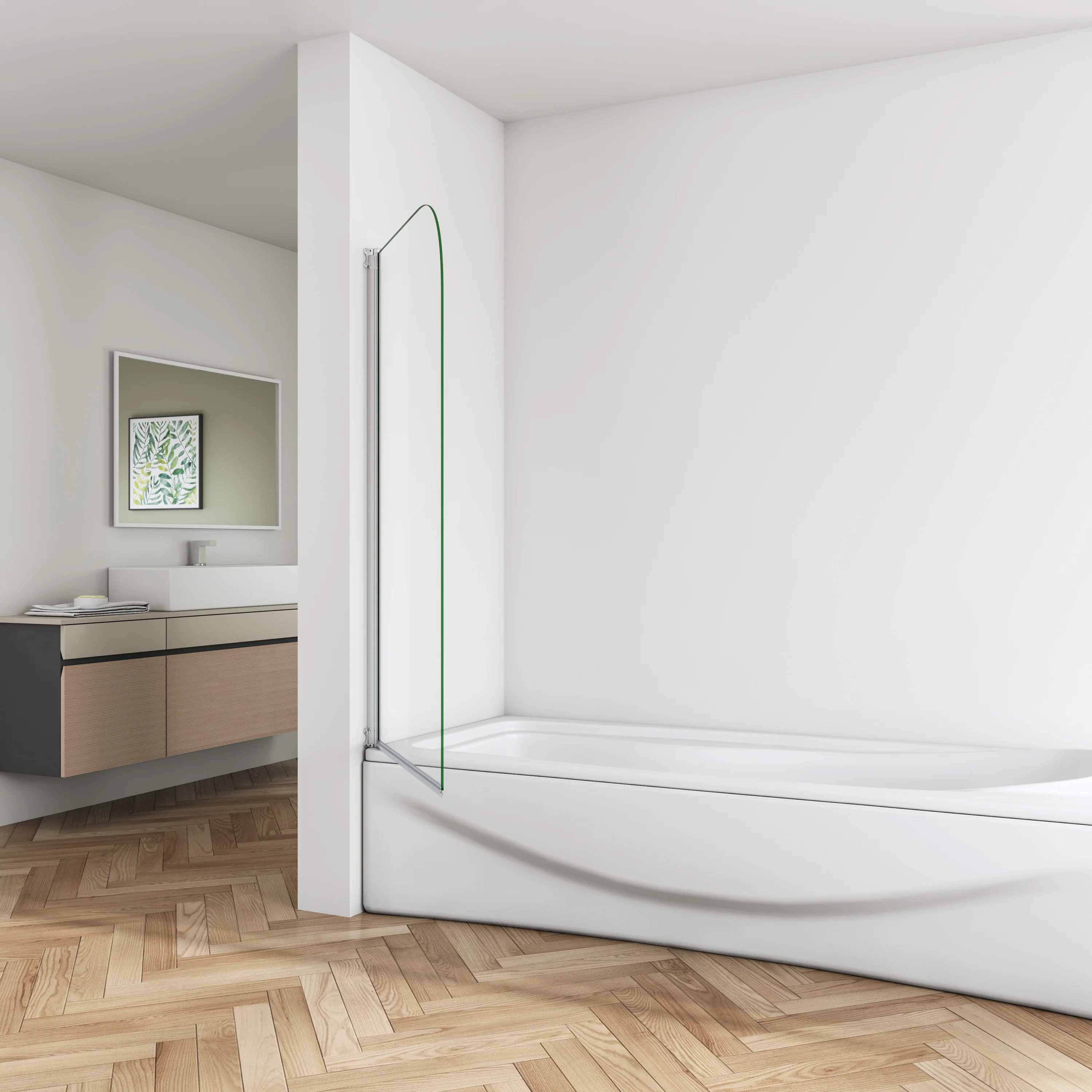 800mm x 1400mm Chrome Pivot bath shower screen temperd glass door panel - Image 5