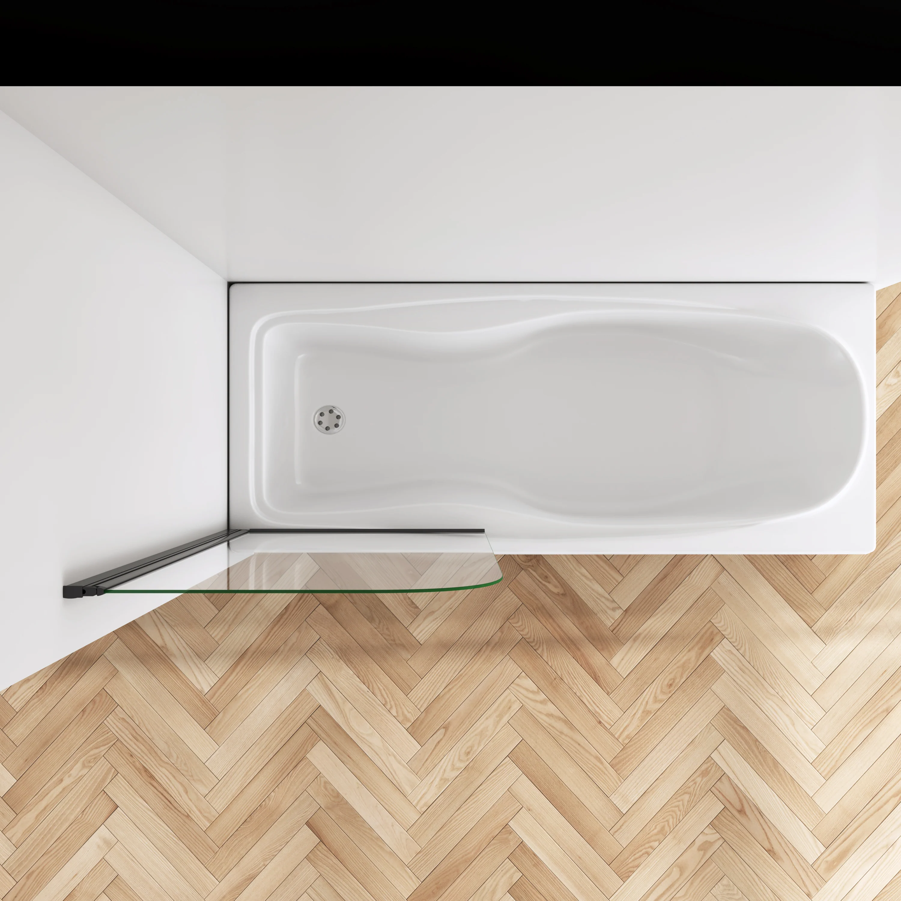 800x1400mm Pivot Matt Black Shower Enclosure Bath Shower Screen Glass Door Panel - Image 2