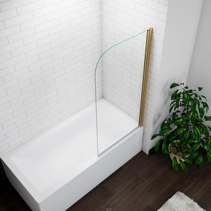 Frameless Gold Bath Shower Screen NANO Glass Panel Pivot 80x140cm - Image 4