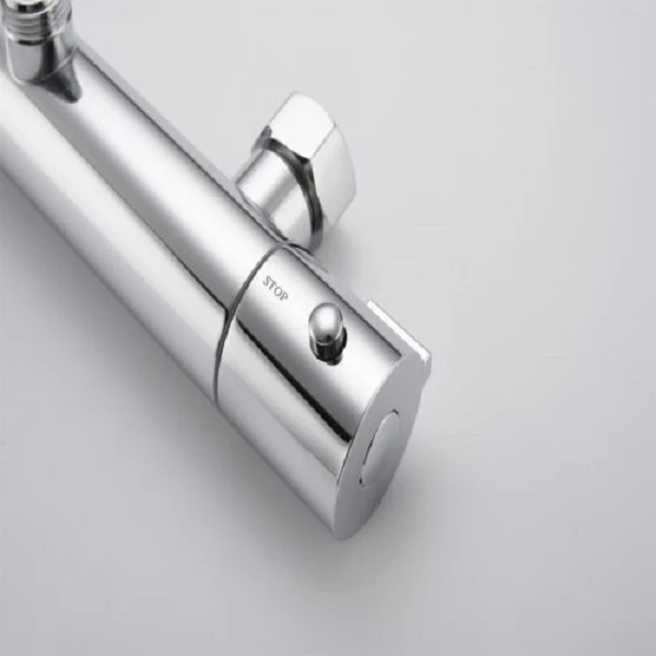 9 Inch Thermostatic Mixer Shower Set Round Silver Finish Twin Head Exposed Valve - Image 6