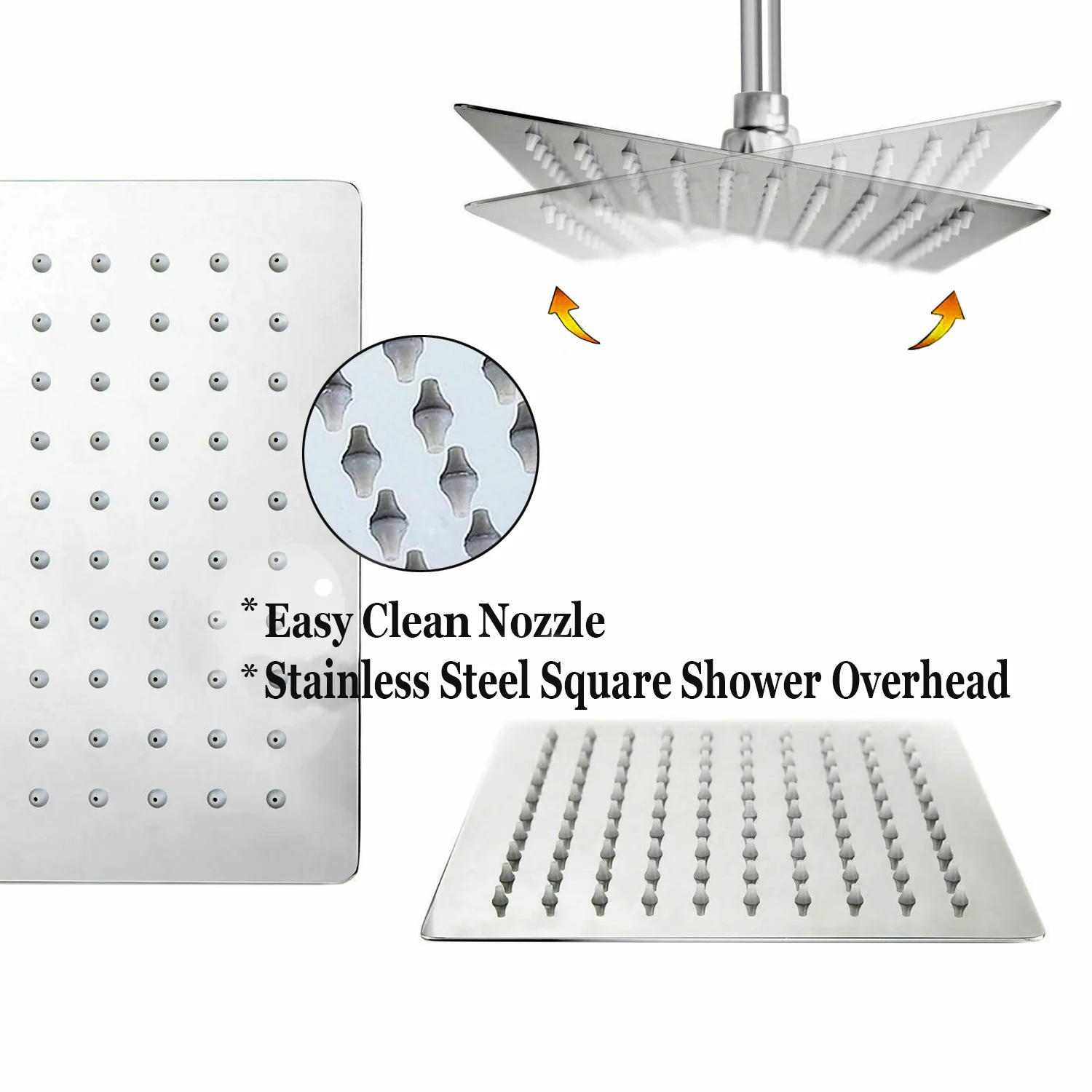 8 inch Twin Head Square Thermostatic Bar Shower Mixer Bathroom Chrome Valve Set - Image 5