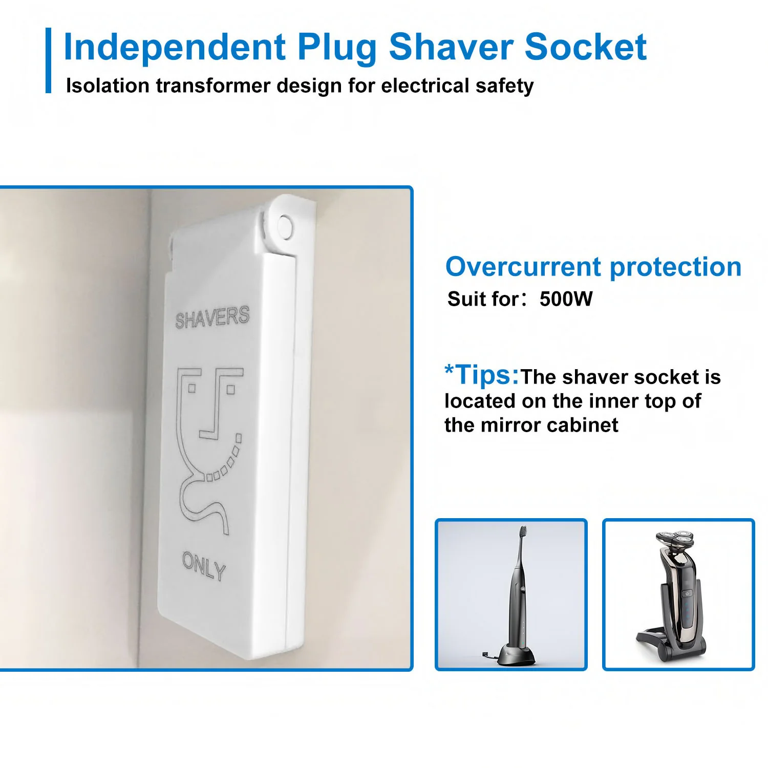 Bathroom Mirror Cabinet with Lights, Shaver Socket, Demister Pad, Touch Switch 600x800mm - Image 2