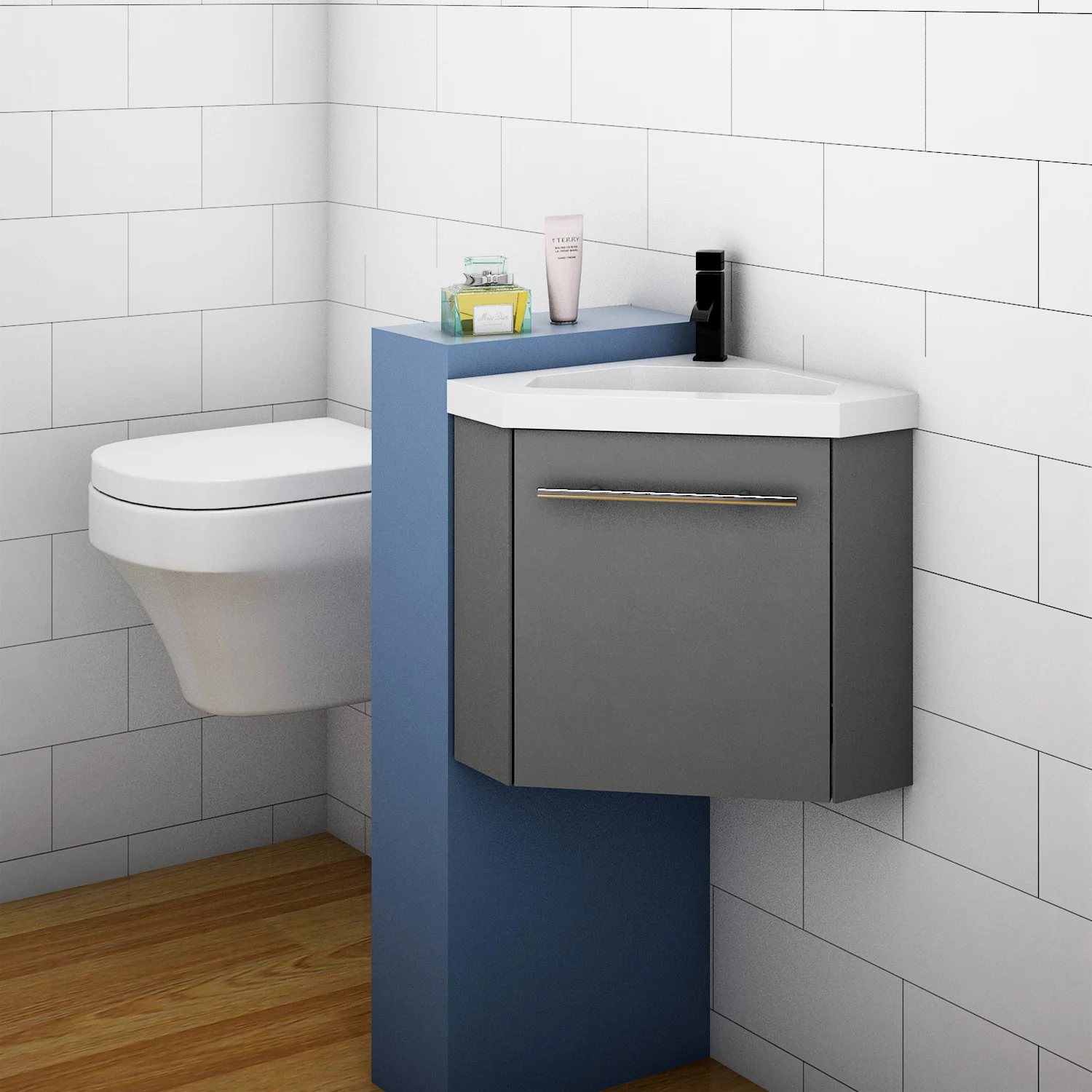 Bathroom Sink Cabinets Corner Basin Vanity Units for Small Bathrooms White - Image 4