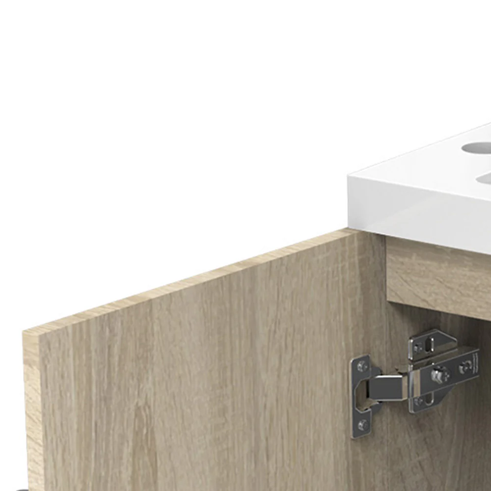 Bathroom Wash Stands Vanity Units Wall Hung Compact Basin Door Unit Grey or Golden Oak - Image 8