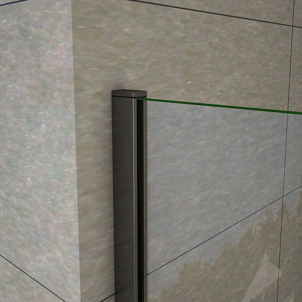 Bathroom Wet Room Shower Enclosure Black 8mm Glass Cubicle&Flipper Return Pane - Image 5