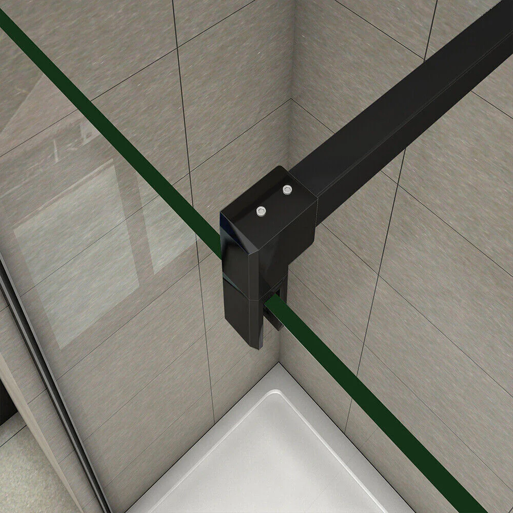 Bathroom Wet Room Shower Enclosure Black 8mm Glass Cubicle&Flipper Return Pane - Image 6
