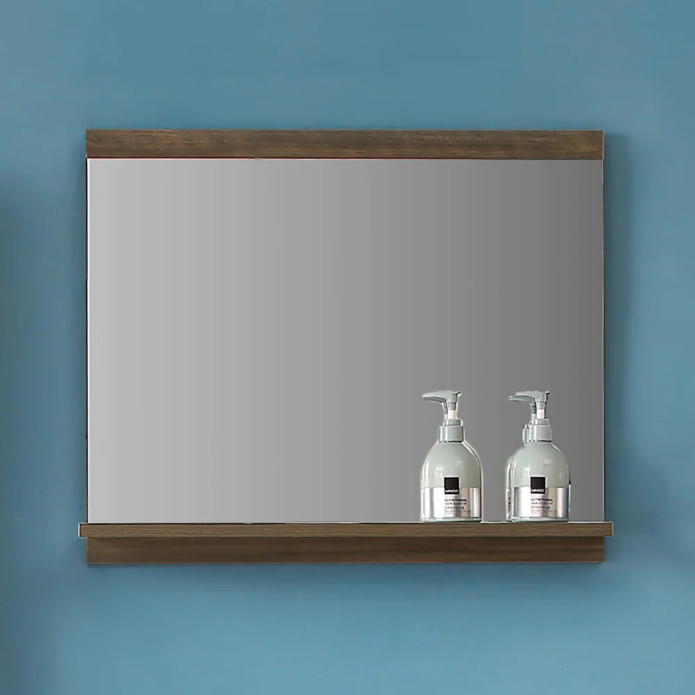 Brown Bathroom Mirror with Shelf, Wall Mounted Bathroom Mirrors, Hanging Mirror - Image 3