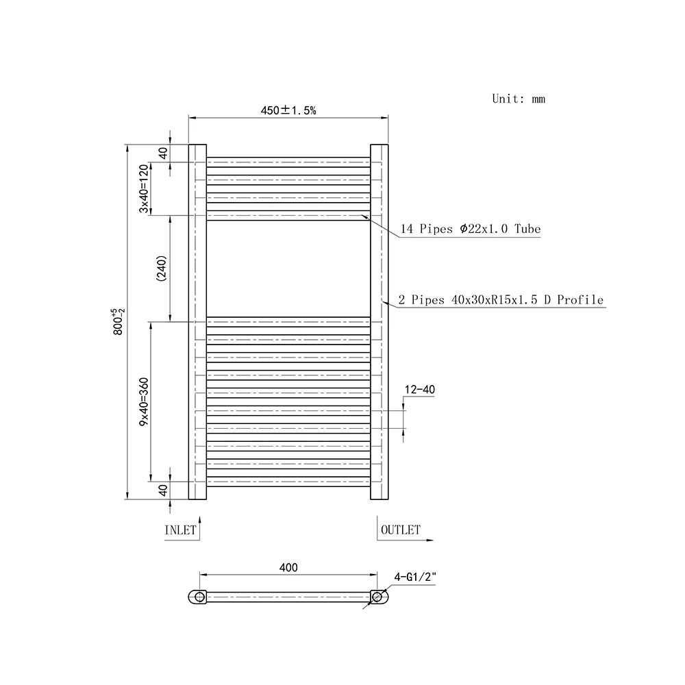 Central Heating Towel Rail Straight Ladder Radiator Warmer - Image 5