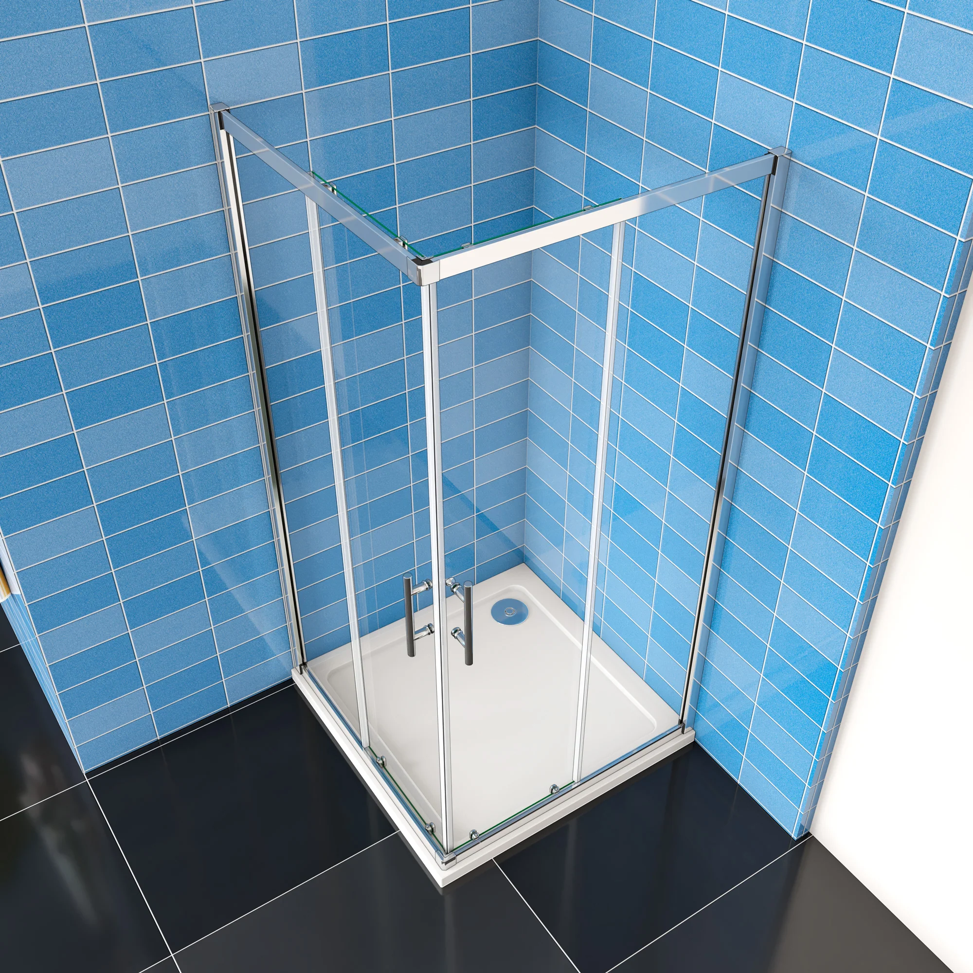 Corner Entry Shower Enclosure Walk in Cubicle Sliding Glass Door optional Shower Tray - Image 5