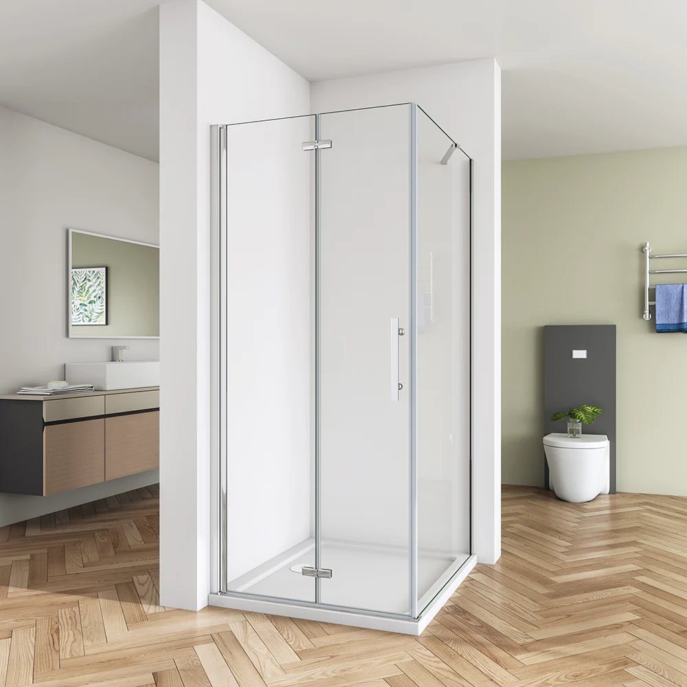 Shower Door Bi fold Frameless Glass + Rectangle Stone Tray +Waste trap - Image 8
