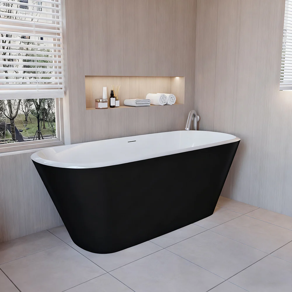 1700x780mm Double Ended Freestanding Bathroom Shower Bath Bathtub - Image 5