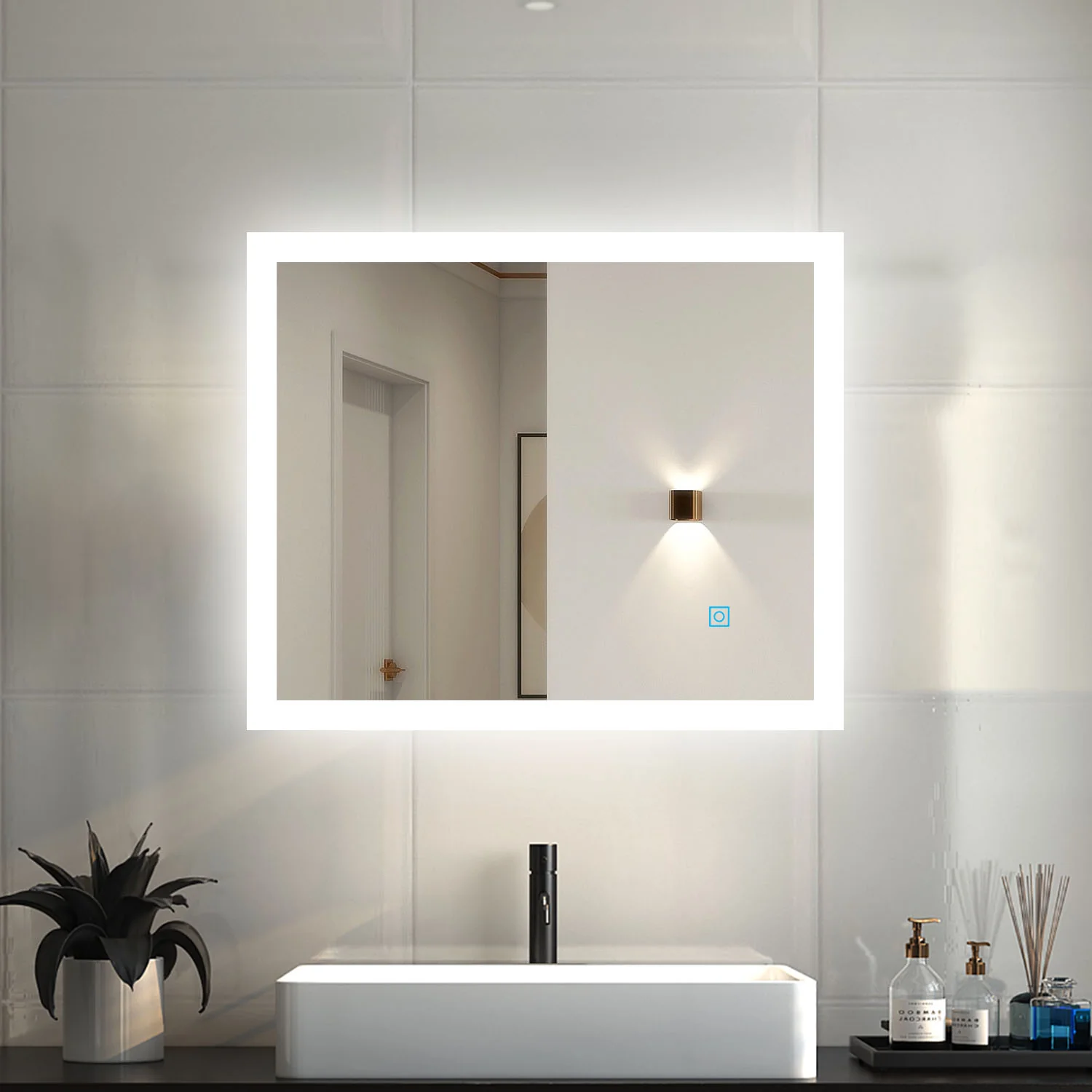 700x500mm LED Bathroom Mirror, Anti Fog Touch Switch Vanity Wall Mounted Vertical or Horizontal - Image 11