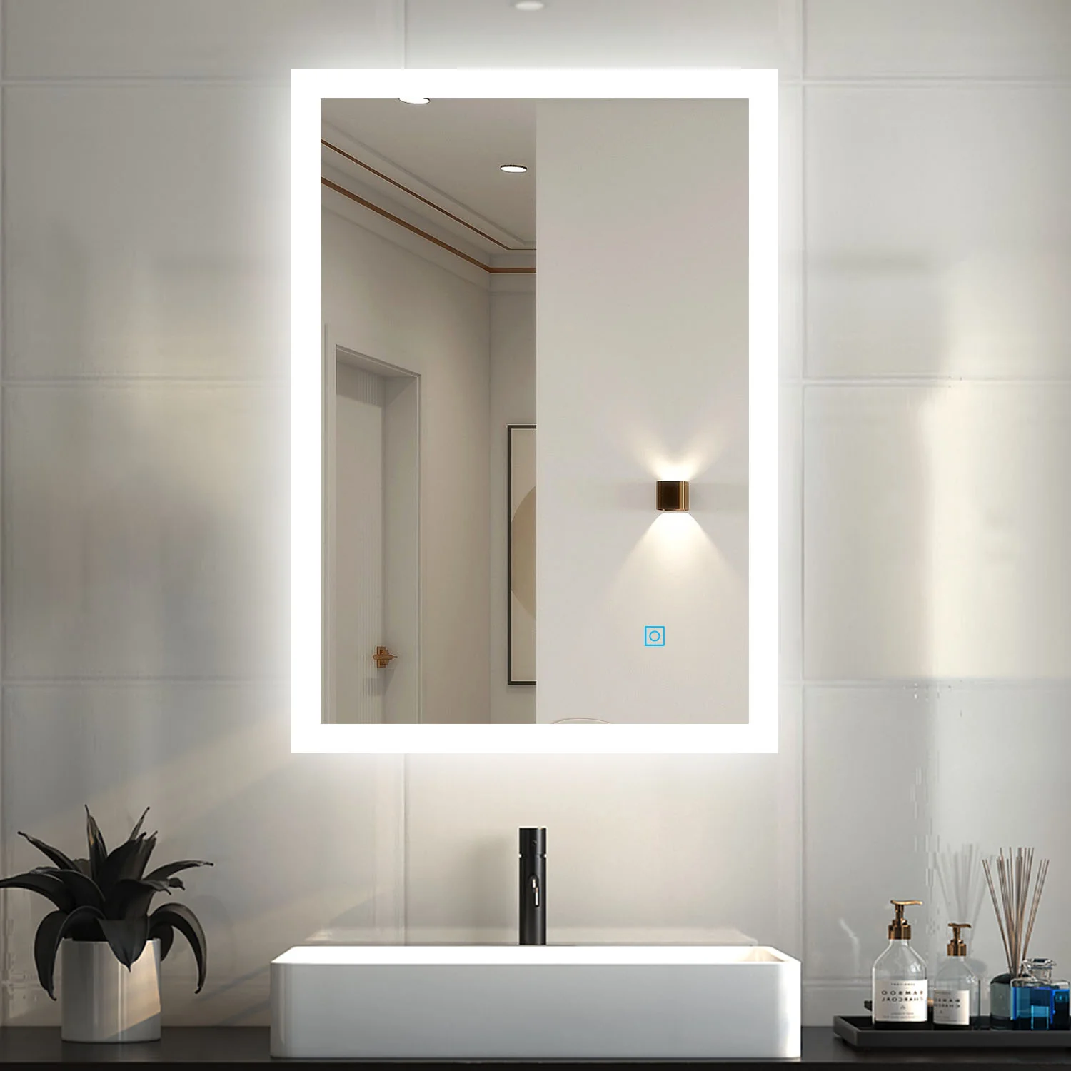 700x500mm LED Bathroom Mirror, Anti Fog Touch Switch Vanity Wall Mounted Vertical or Horizontal - Image 12