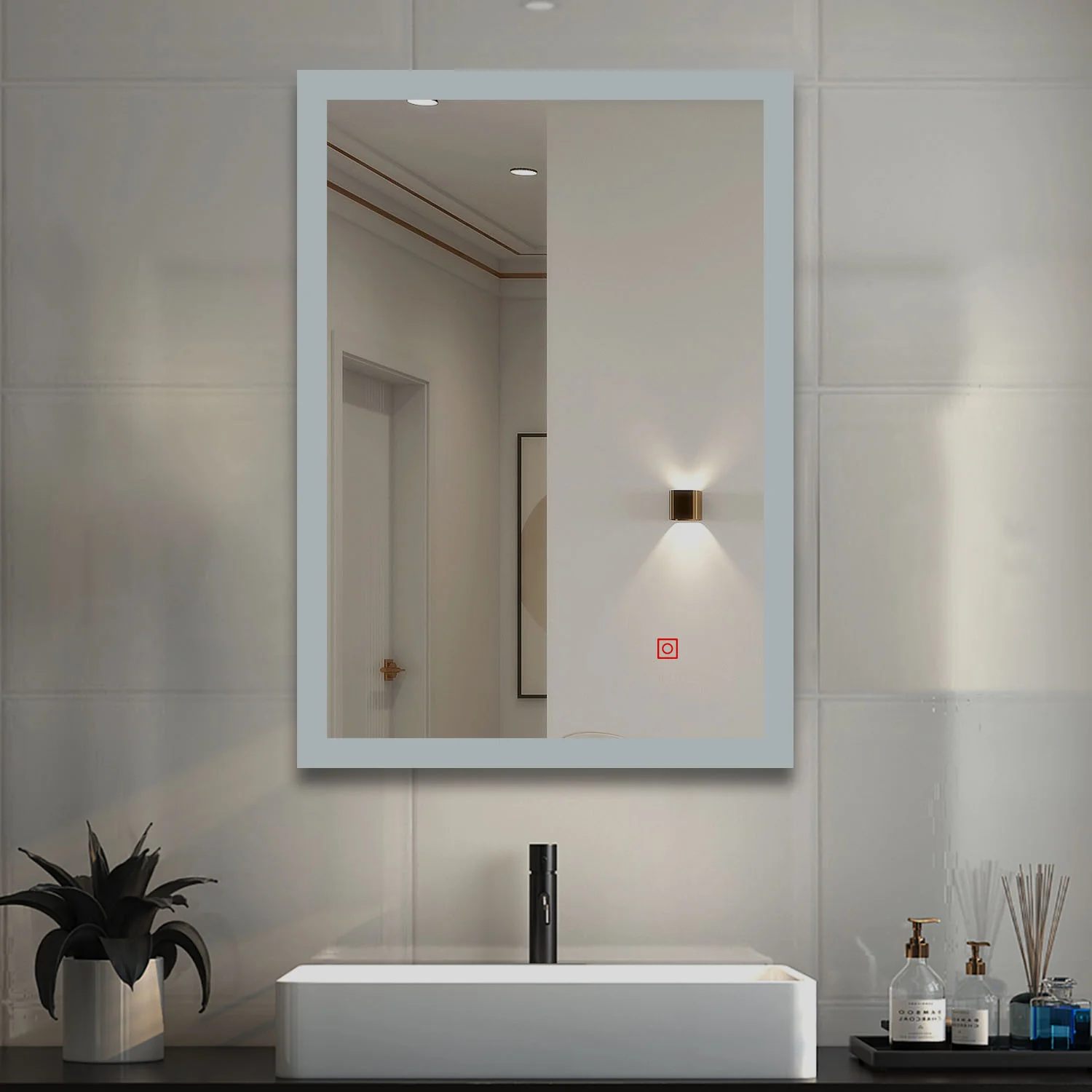 700x500mm LED Bathroom Mirror, Anti Fog Touch Switch Vanity Wall Mounted Vertical or Horizontal - Image 13