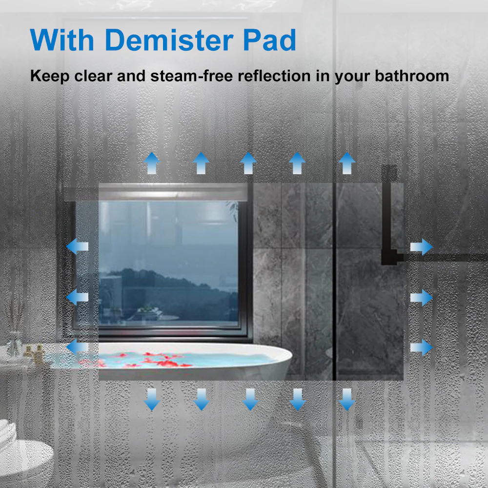 Round Bathroom Mirror with Light Demister Pad Touch Switch Wall Mounted 600x600mm - Image 3
