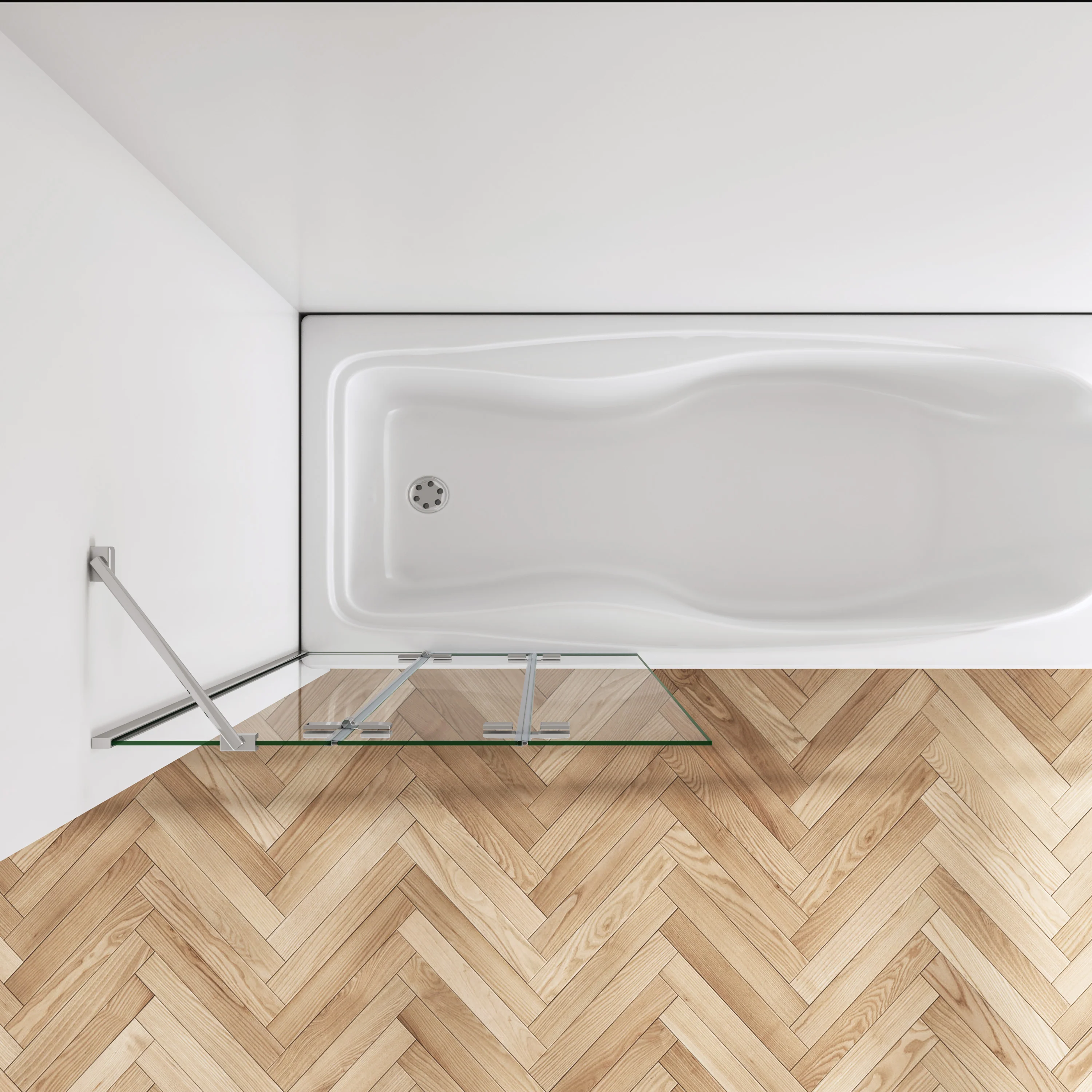 Luxury 1000x1400mm 3 Fold Folding Bath Shower Screen Modern Hinge - Image 5
