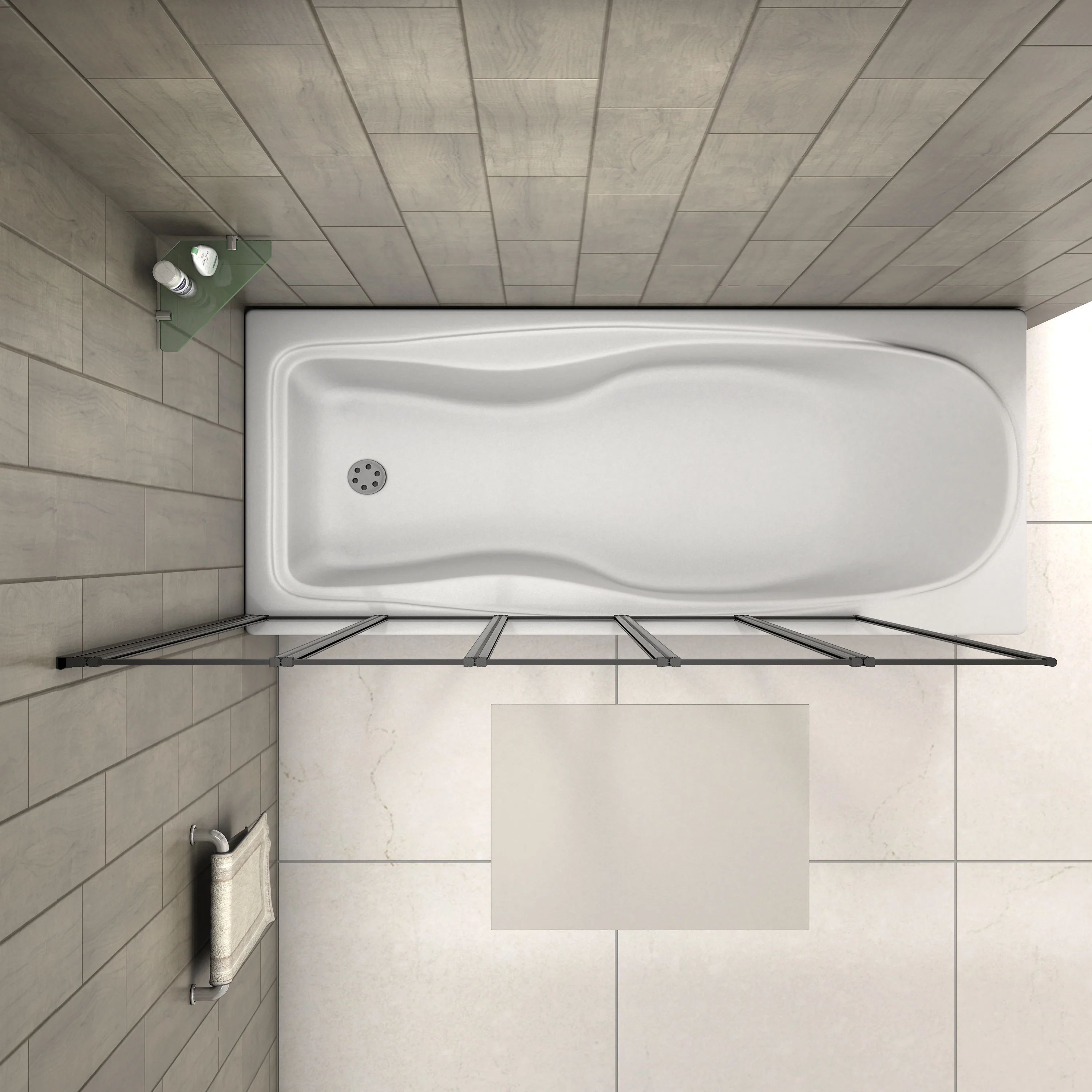 Matt Black 1200x1400mm 5 Fold Folding Bath Shower Screen Door Panel - Image 3