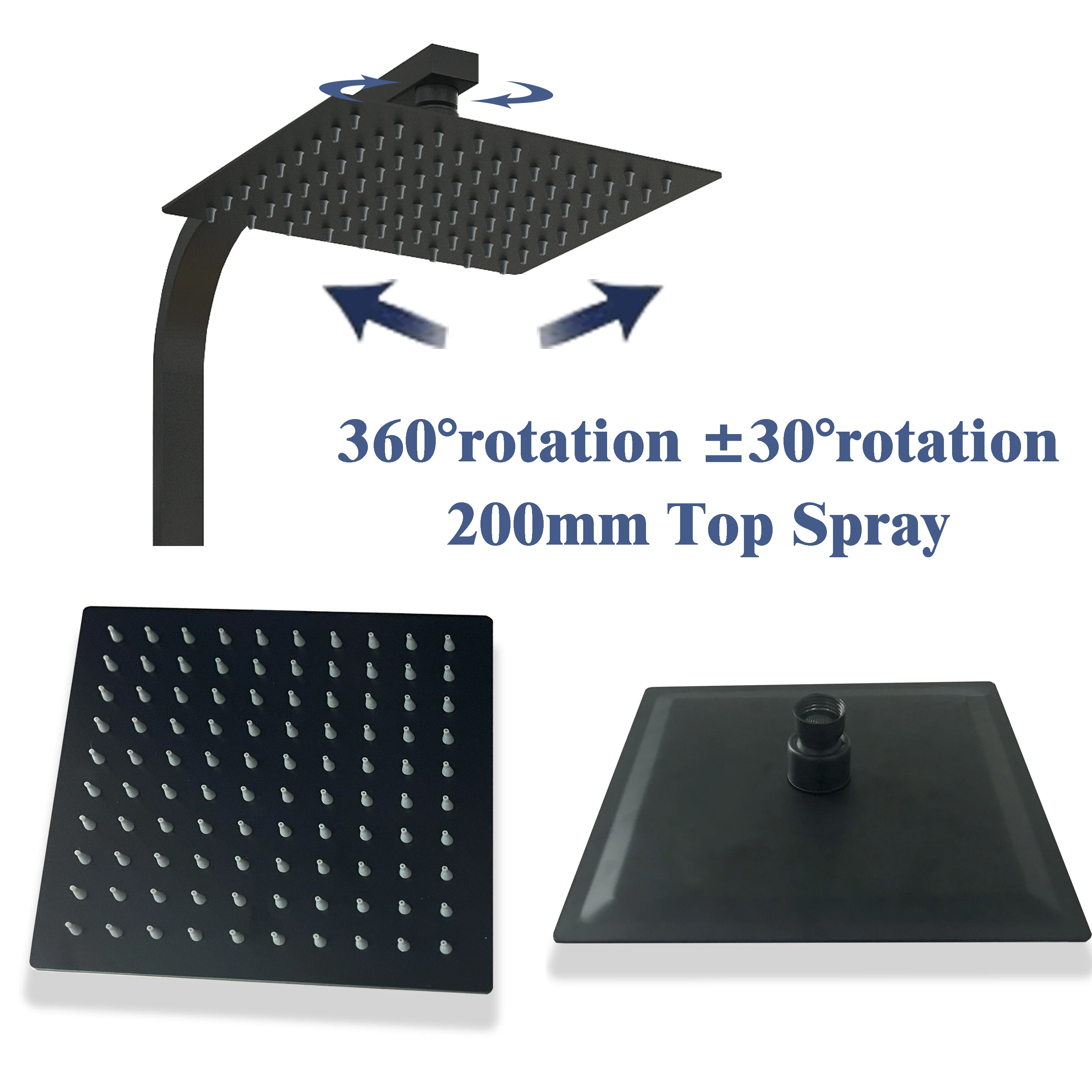 New Bathroom Thermostatic Shower Mixer Valve Square Black Set - Image 2