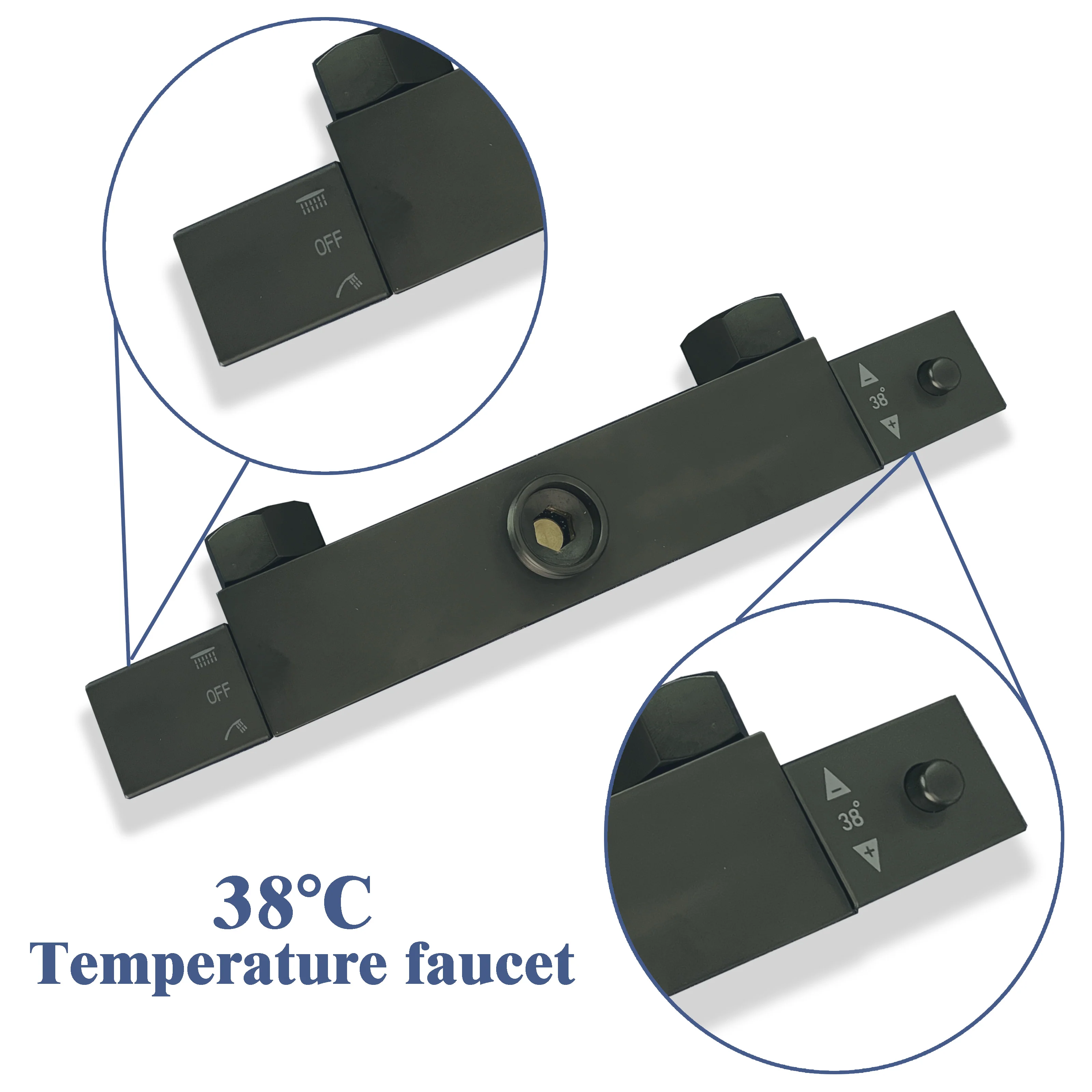 New Bathroom Thermostatic Shower Mixer Valve Square Black Set - Image 4