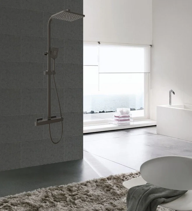 New Bathroom Thermostatic Shower Mixer Valve Square Black Set - Image 6