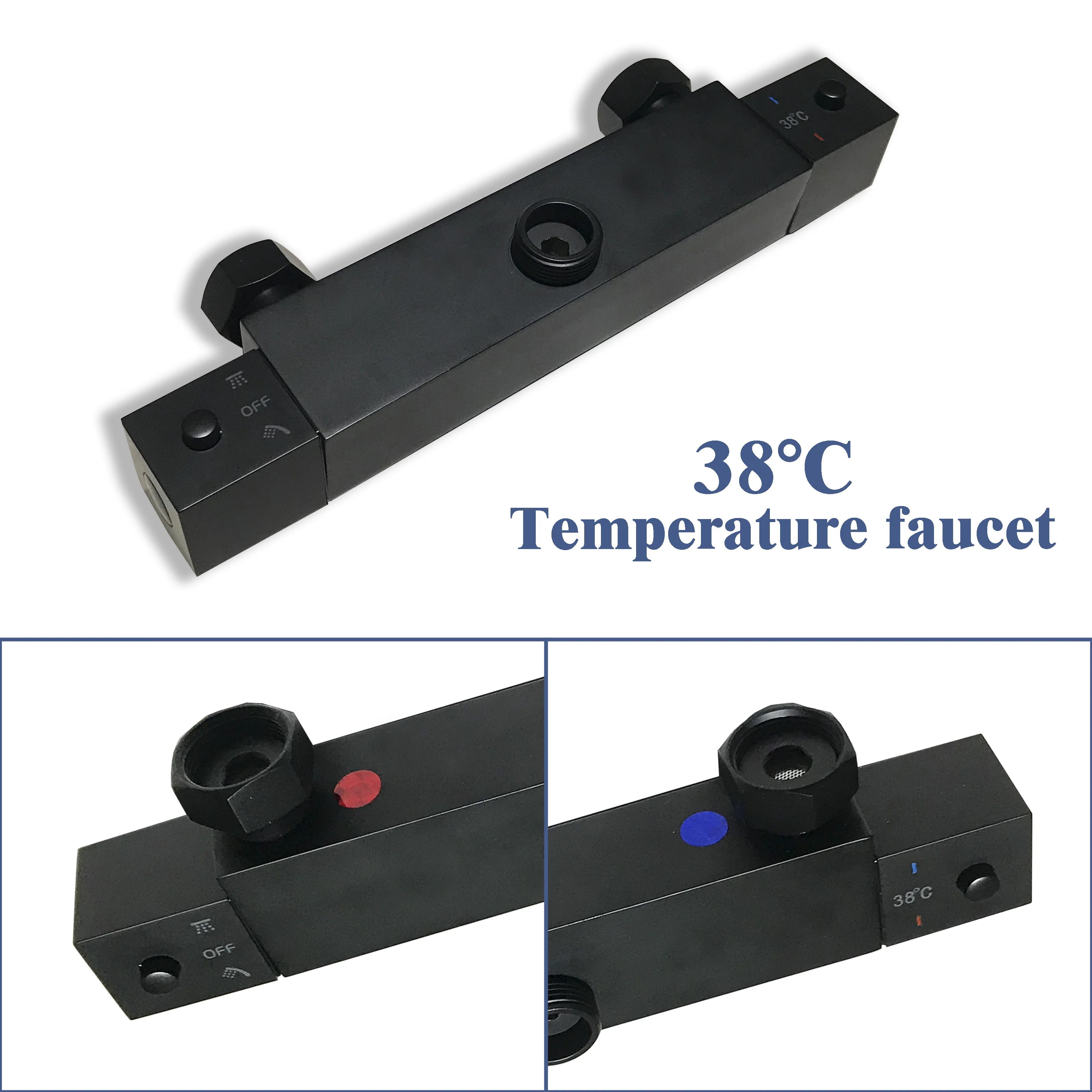 New Bathroom Thermostatic Shower Mixer Valve Square Black Set - Image 9