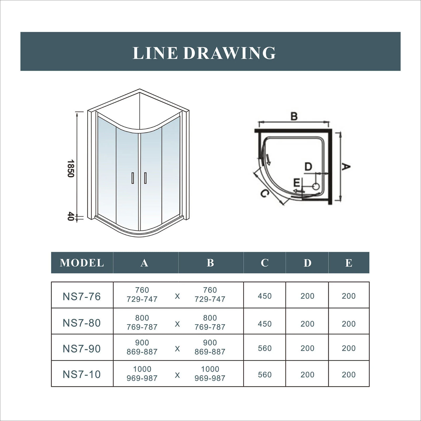 Quadrant Shower Door s 760x760/800x800/900x900mm Corner Cubicle Glass Stone Tray - Image 8