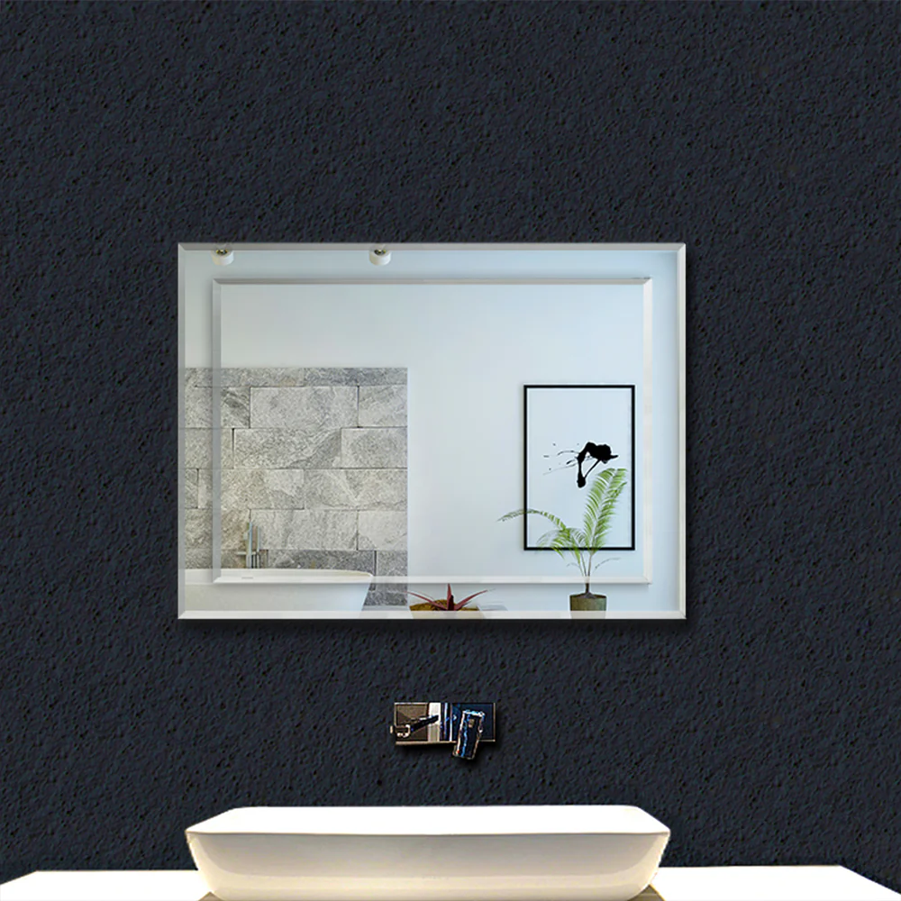 500x700mm Frameless Batroom Wall Mirrors, Wall Mounted Bathroom Mirror Vertical or Horizontal - Image 2