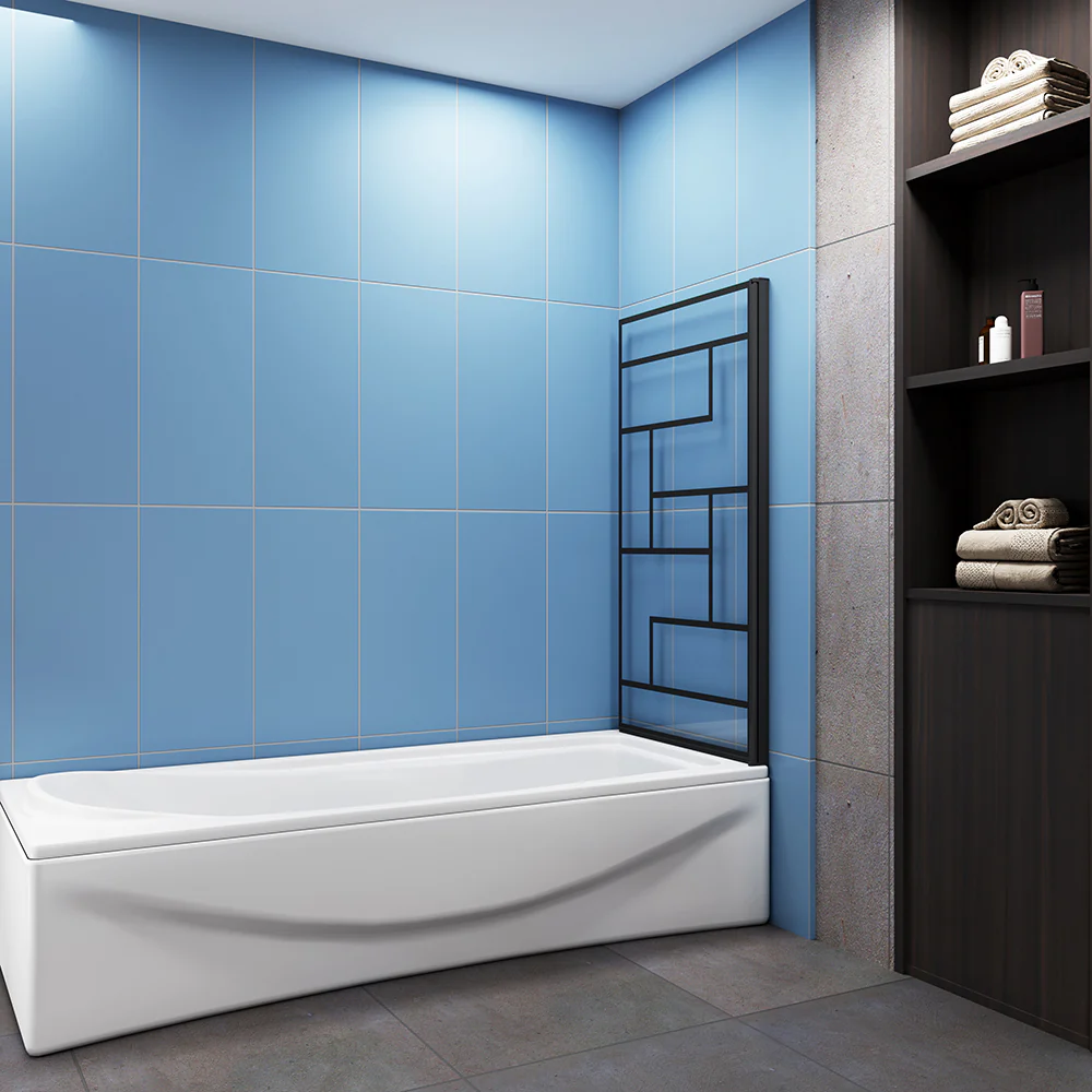 Black Pivot Bath Shower Screen Glass Panel 80x140CM - Image 3