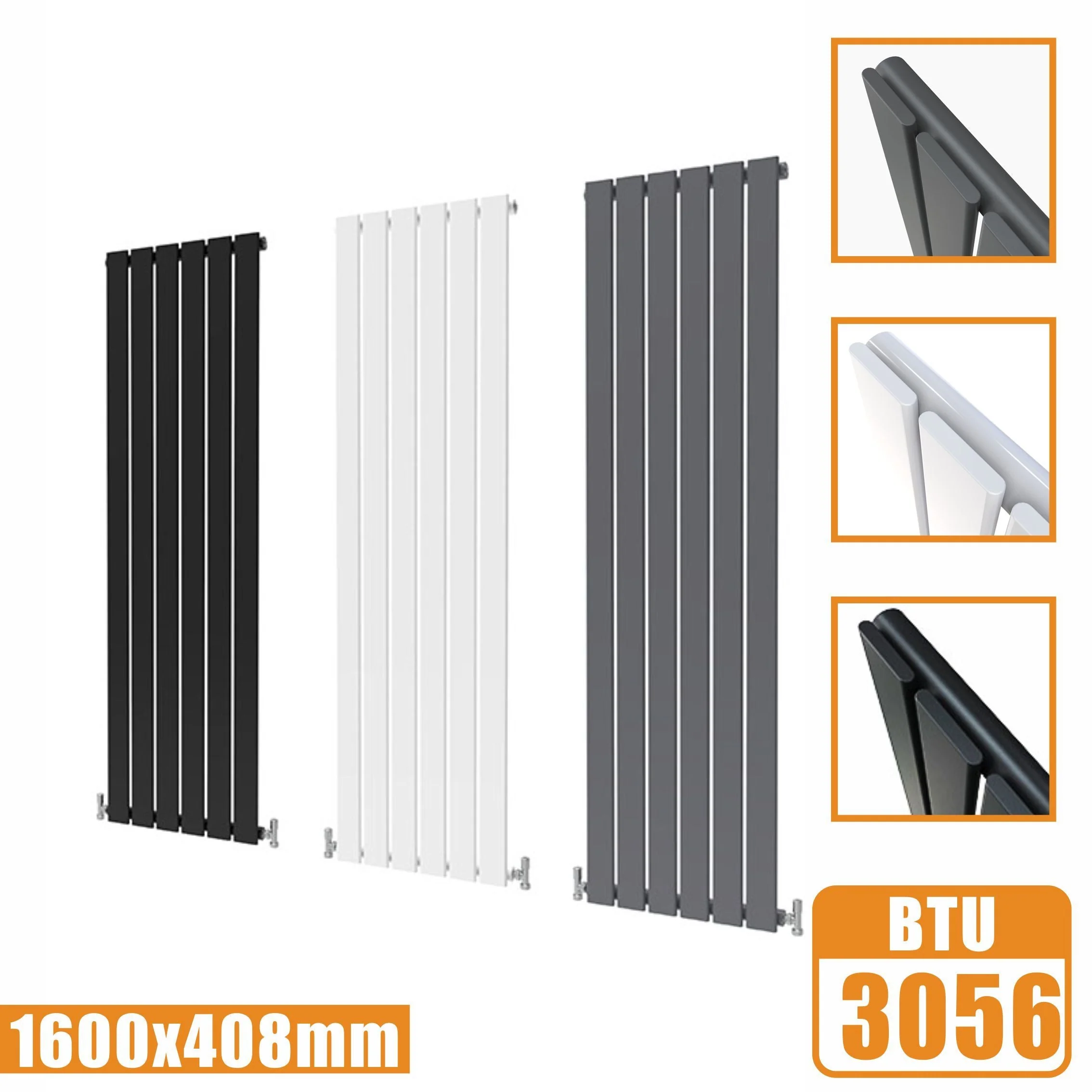 SKY Bathroom Vertical Flat Panel Tall Anthracite & Black & White Radiator Central Heating - Image 12