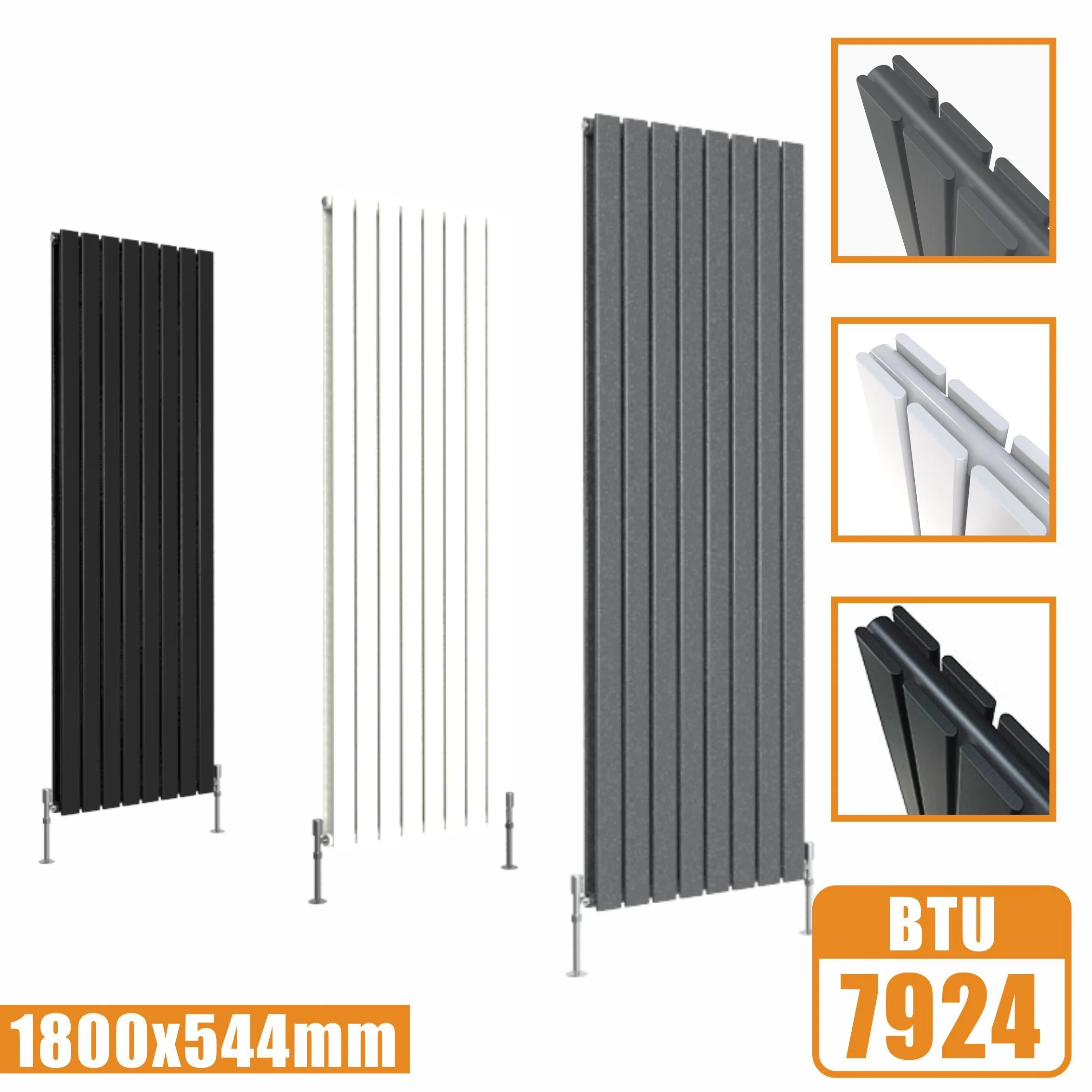 SKY Bathroom Vertical Flat Panel Tall Anthracite & Black & White Radiator Central Heating - Image 21