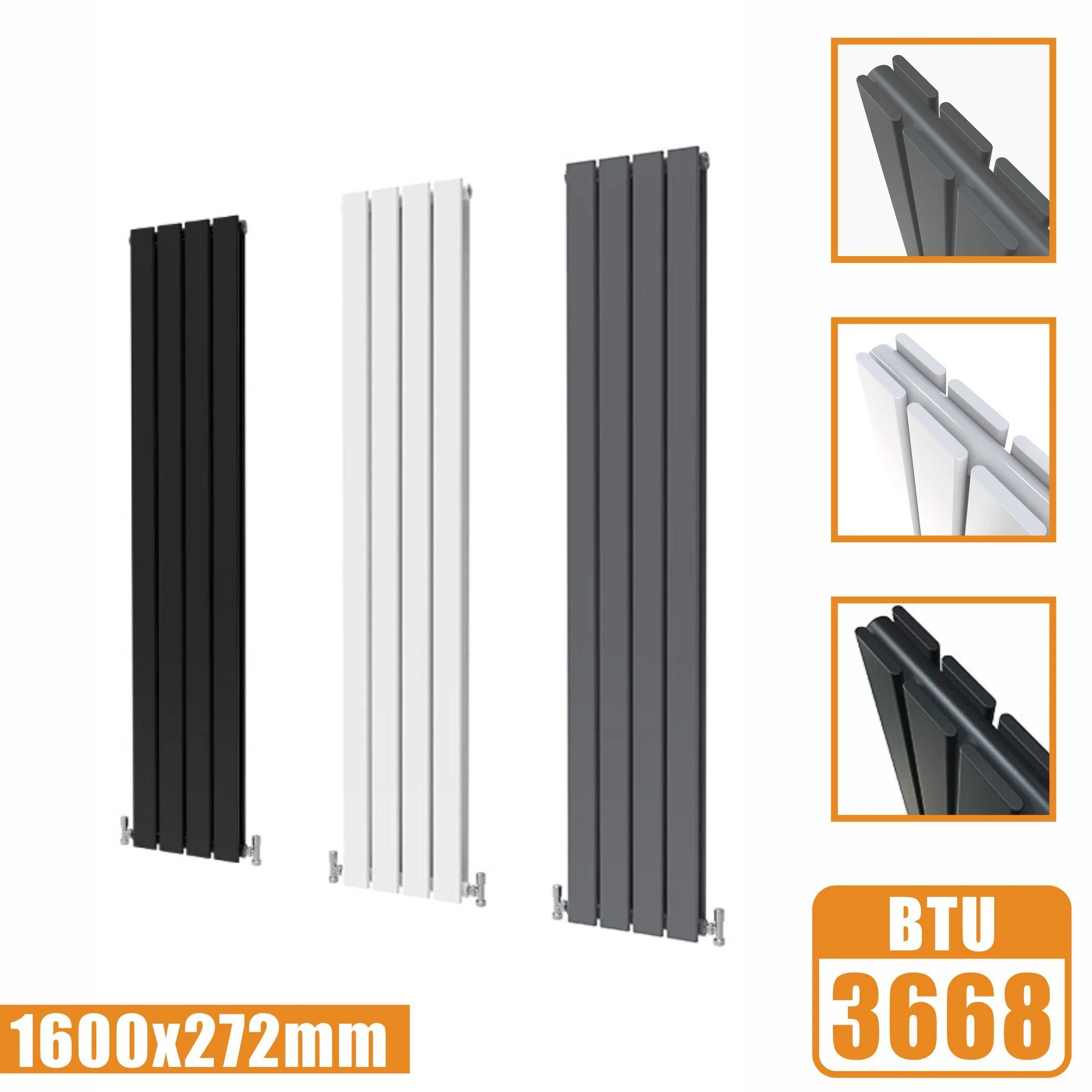 SKY Bathroom Vertical Flat Panel Tall Anthracite & Black & White Radiator Central Heating - Image 9