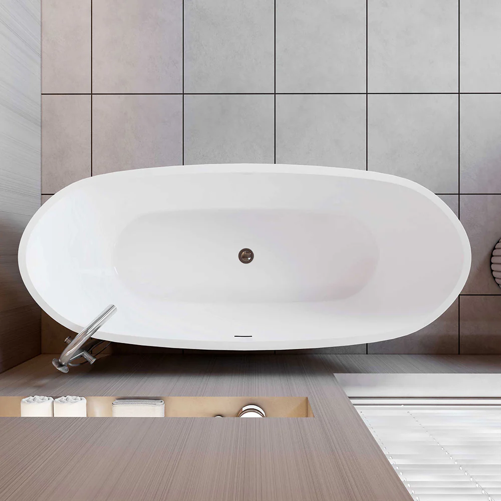 1700x720mm Freestanding Double Ended Bathroom Bath Shower Bath Bathtub - Image 3
