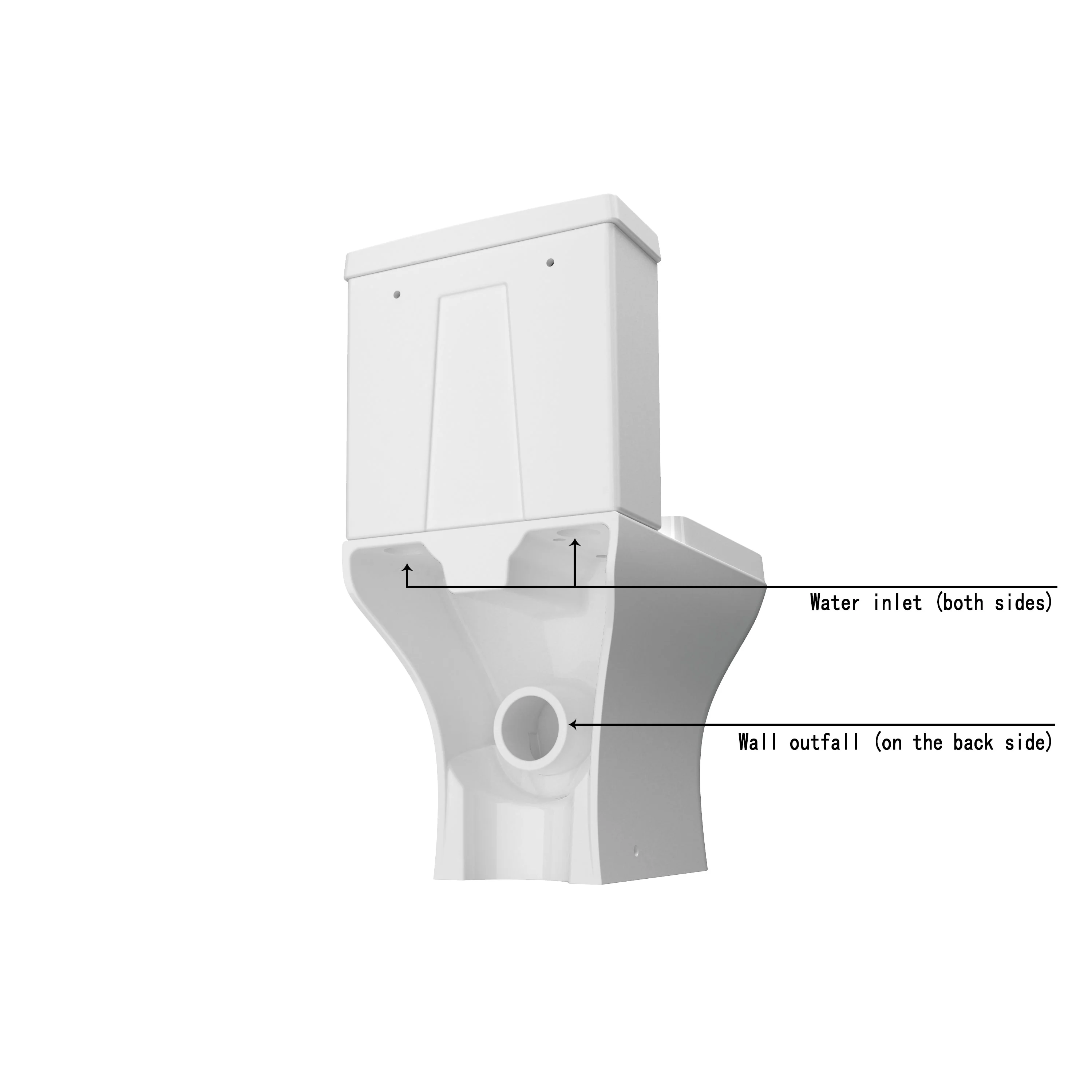 SKY Bathroom Close Coupled Toilet Square Ceramic White Short Projection WC - Image 4