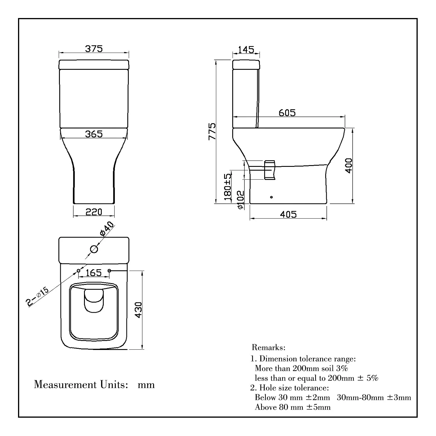 SKY Bathroom Close Coupled Toilet Square Ceramic White Short Projection WC - Image 5