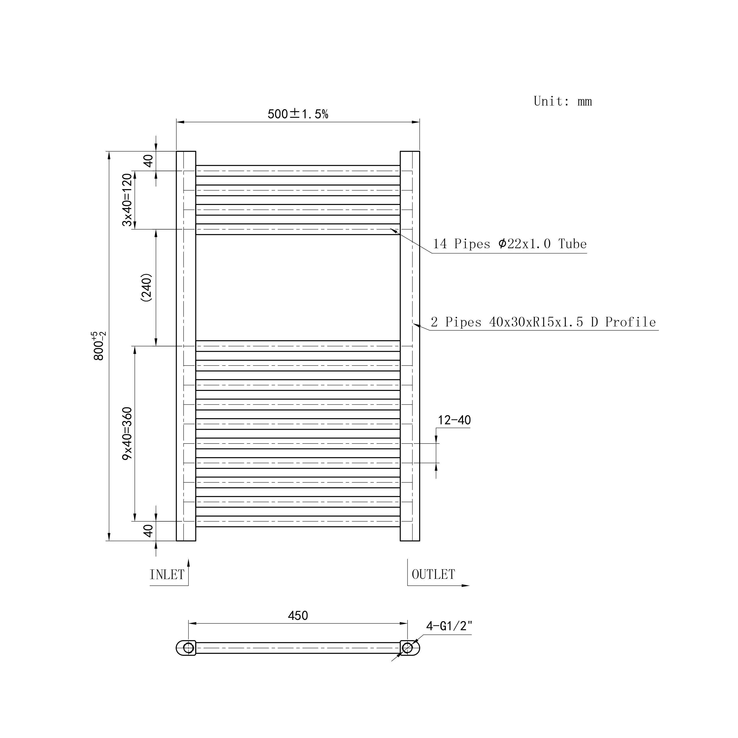 Matt Black Central Towel Rail Straight Ladder Heating Radiator Warmer - Image 10