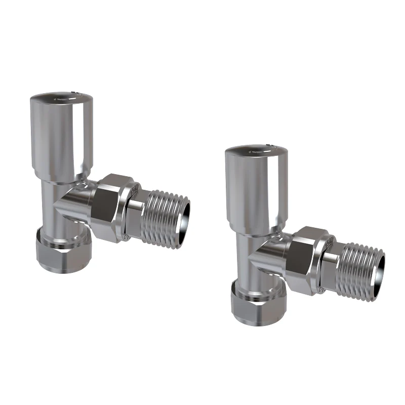 SKY BATHROOM Manual & Thermostatic TRV 15mm x 1/2 inch Chrome & Anthracite Radiator Angled Valve - Image 3