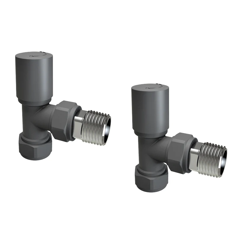 SKY BATHROOM Manual & Thermostatic TRV 15mm x 1/2 inch Chrome & Anthracite Radiator Angled Valve - Image 5