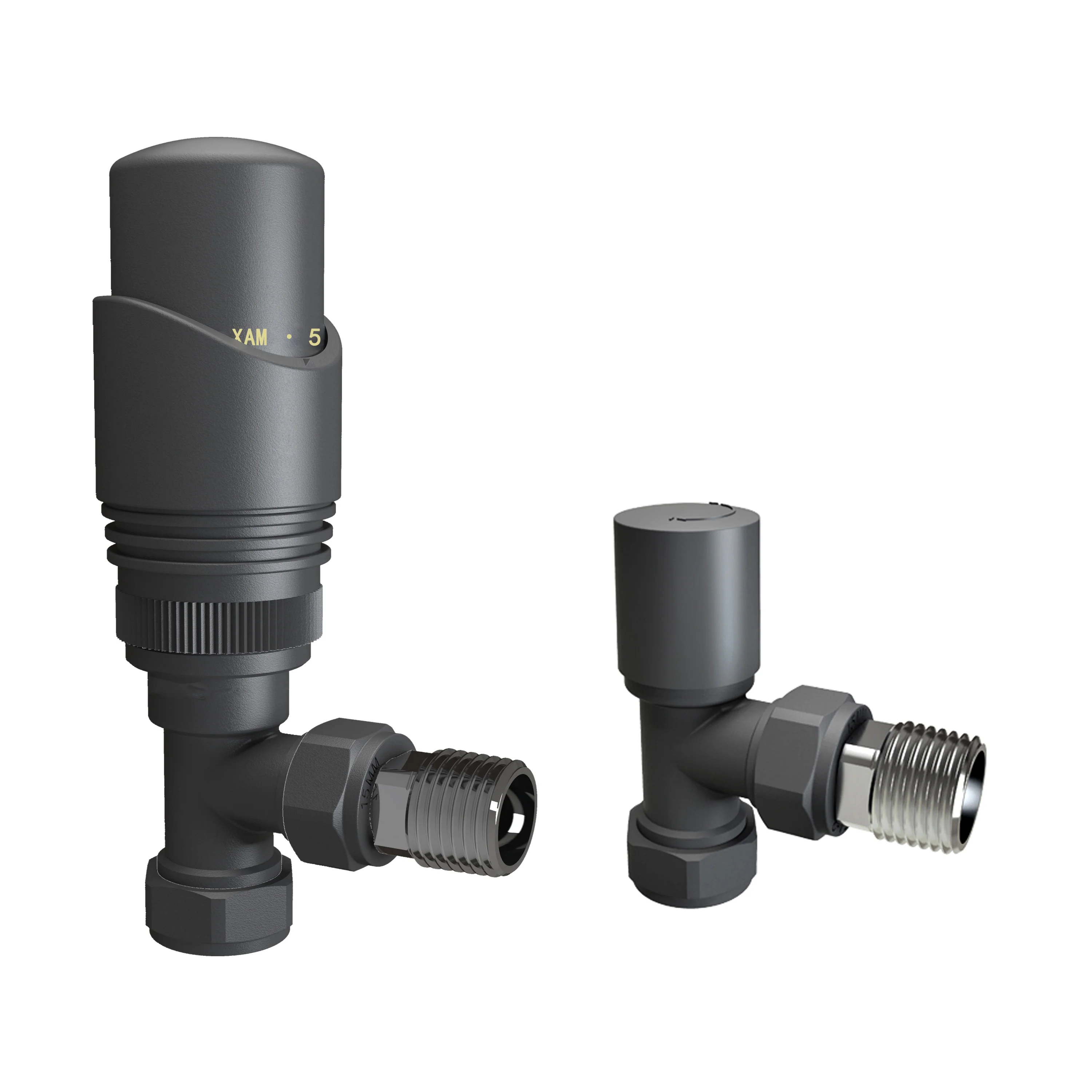 SKY BATHROOM Manual & Thermostatic TRV 15mm x 1/2 inch Chrome & Anthracite Radiator Angled Valve - Image 8