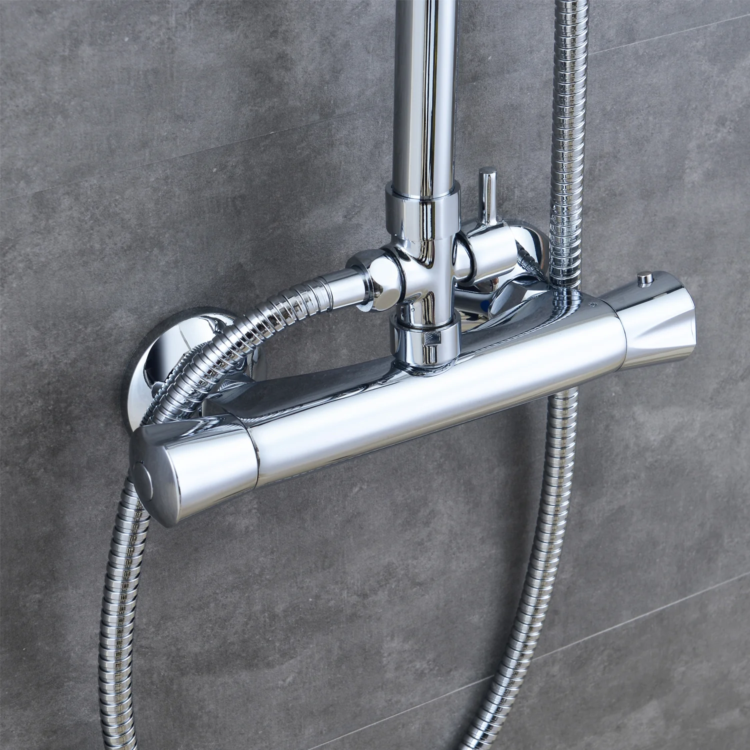 SKY BATHROOM Thermostatic Mixer Shower Set Square&Round Chrome Twin Head Exposed Valve - Image 11
