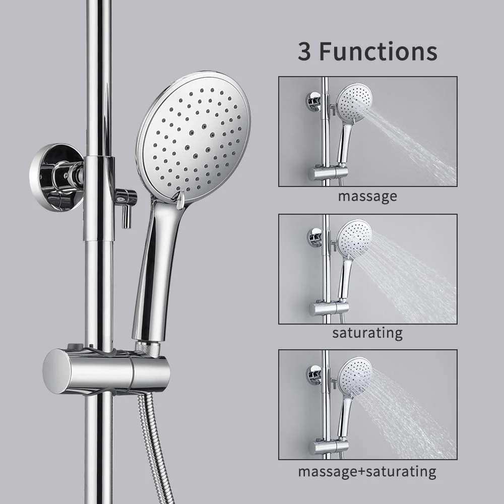 SKY Bathroom Thermostatic Shower Mixer Square&Round Chrome Finish Set - Image 11