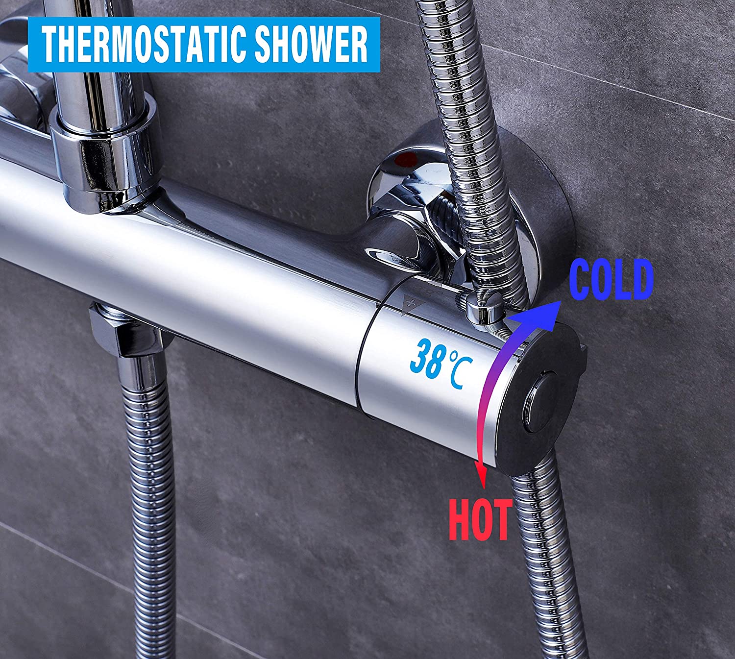 SKY Bathroom Thermostatic Shower Mixer Twin-head Value Shower Set - Image 10