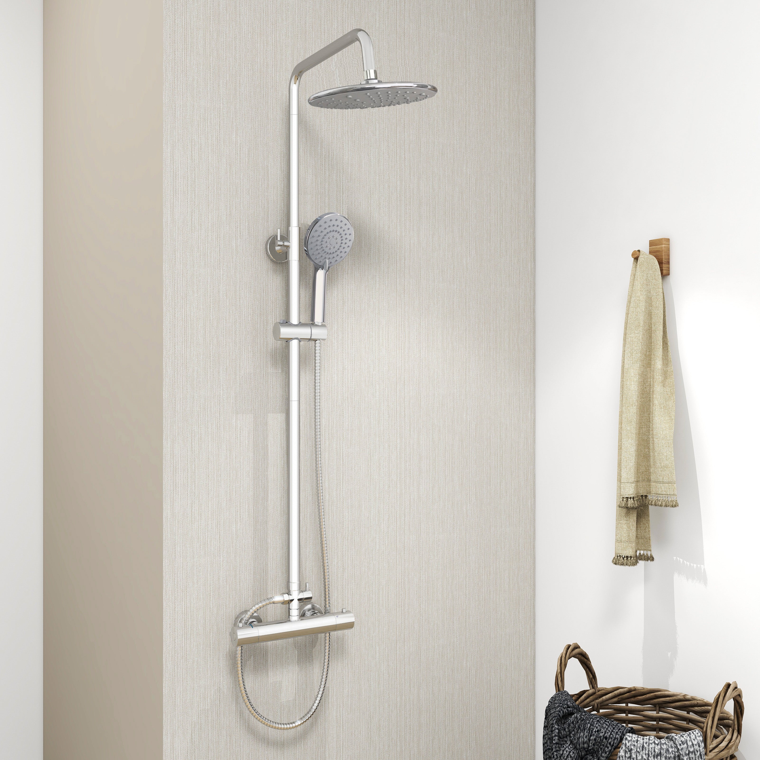 SKY Bathroom Thermostatic Shower Mixer Twin-head Value Shower Set - Image 12