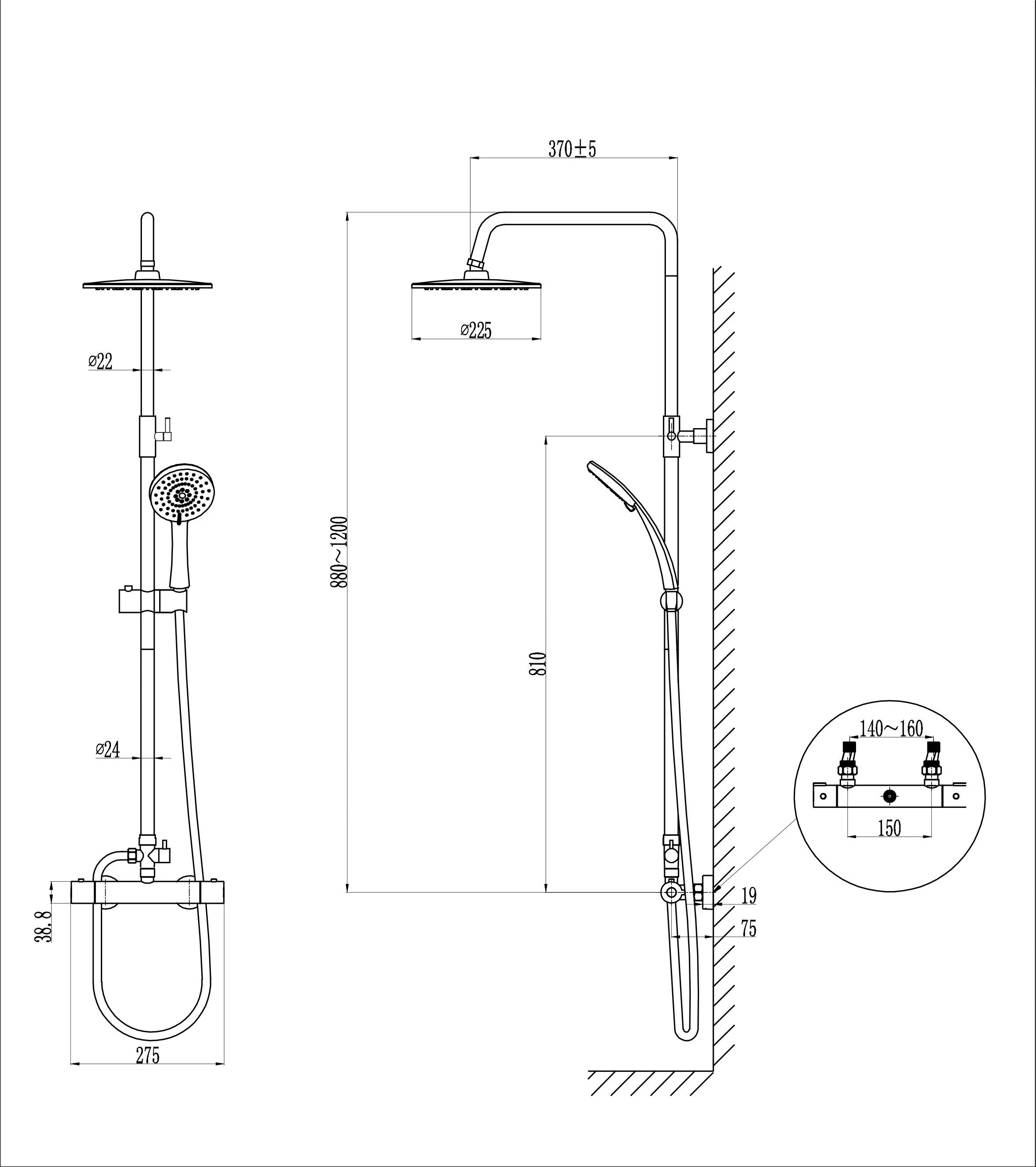 SKY Bathroom Thermostatic Shower Mixer Twin-head Value Shower Set - Image 16